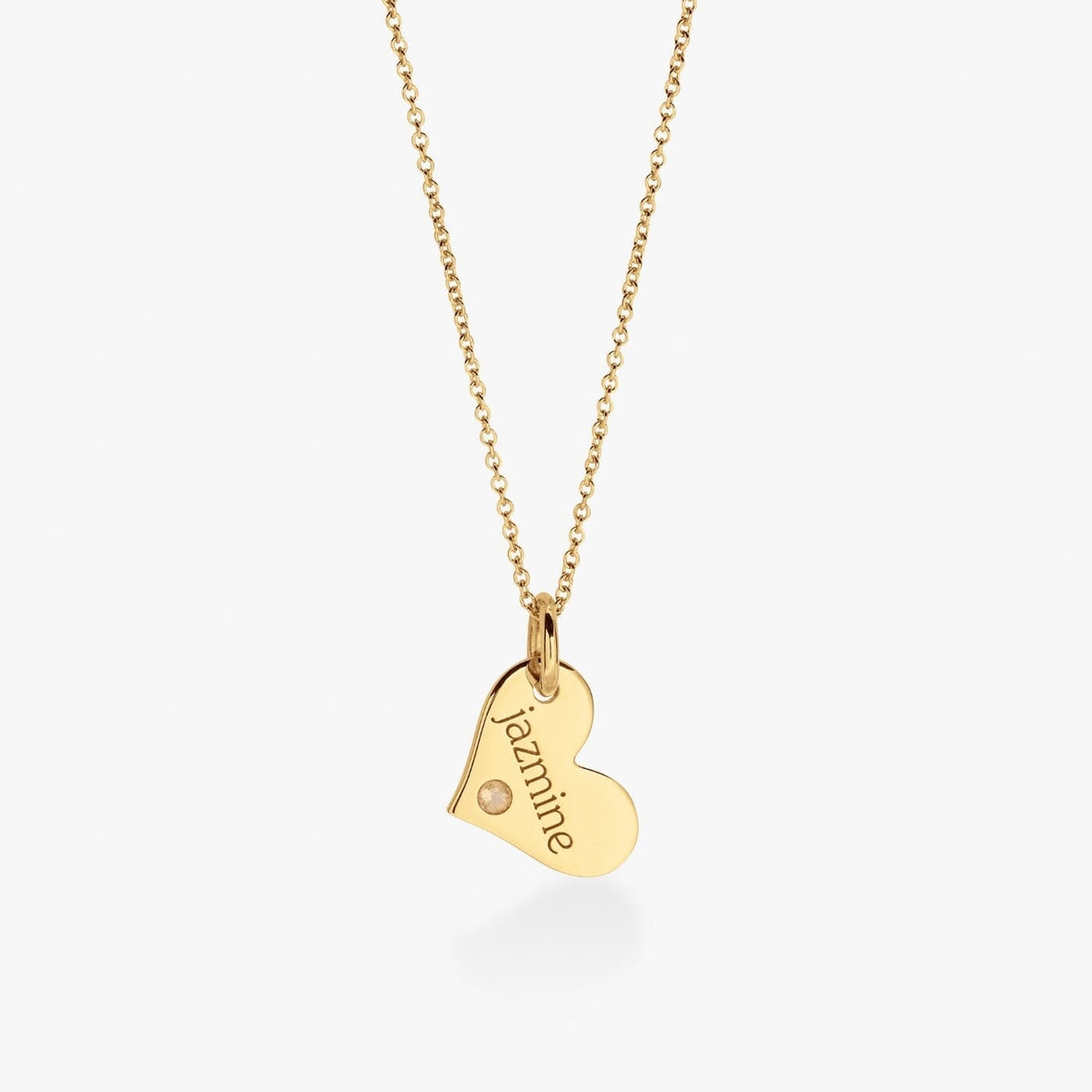 Heart Tag Necklace with Birthstone