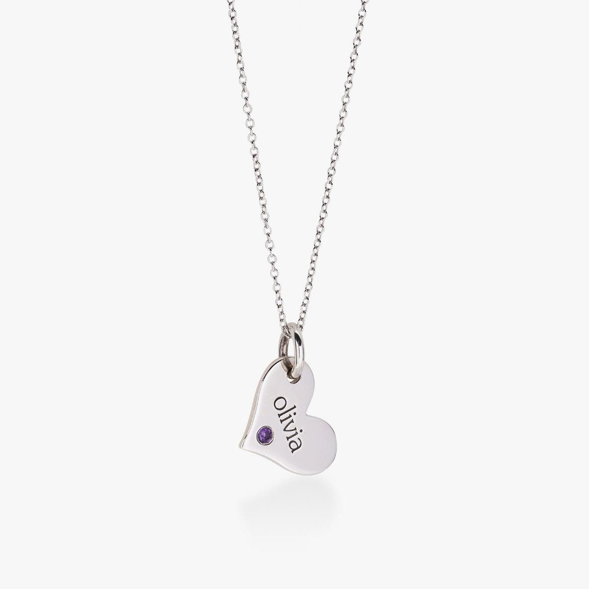 Heart Tag Necklace with Birthstone