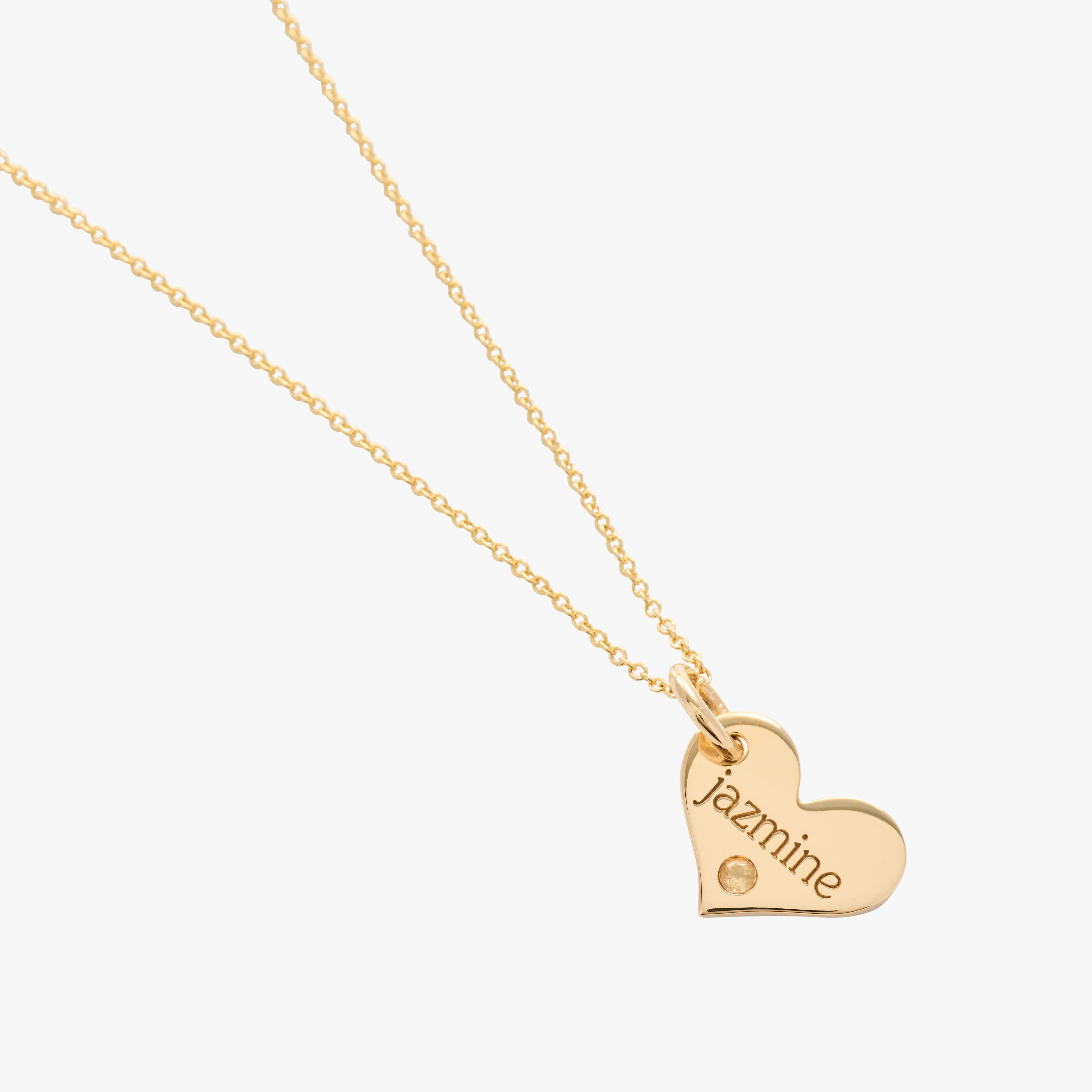 Heart Necklace with Birthstone - 2 Tags