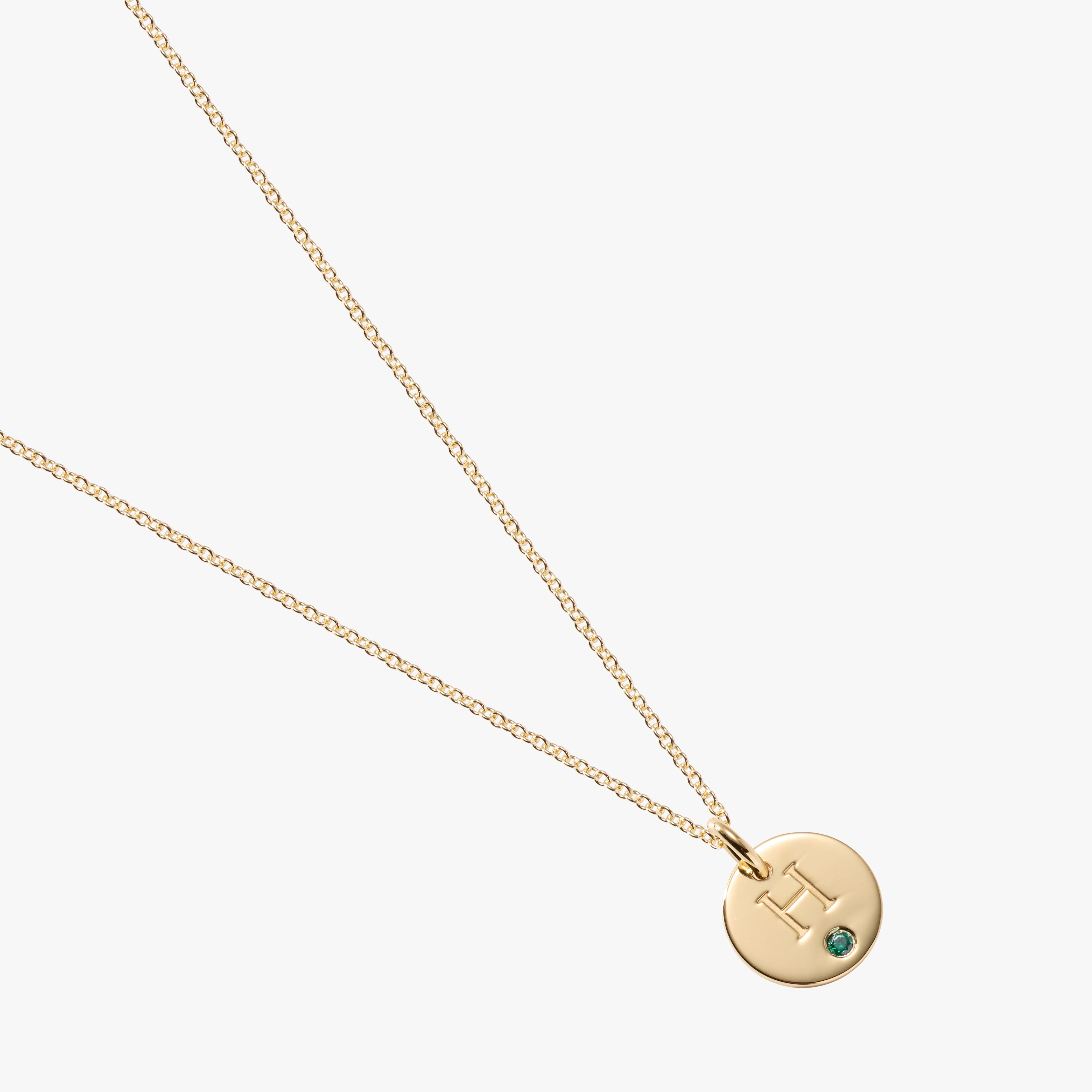 Initial Circle Necklace with Birthstone
