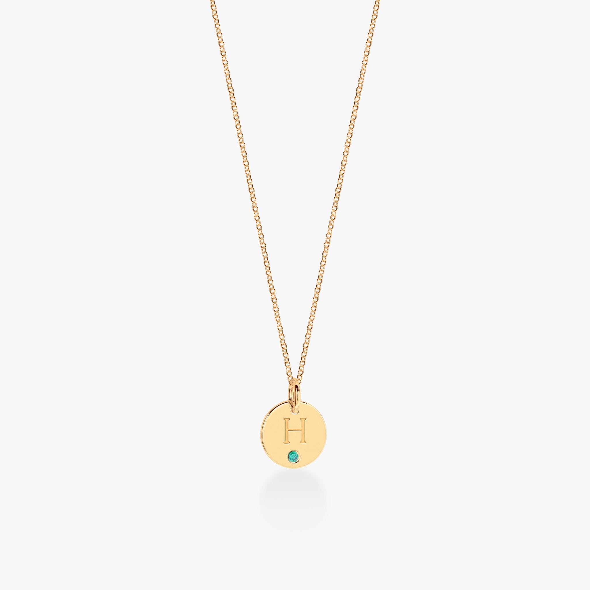 Initial Circle Necklace with Birthstone