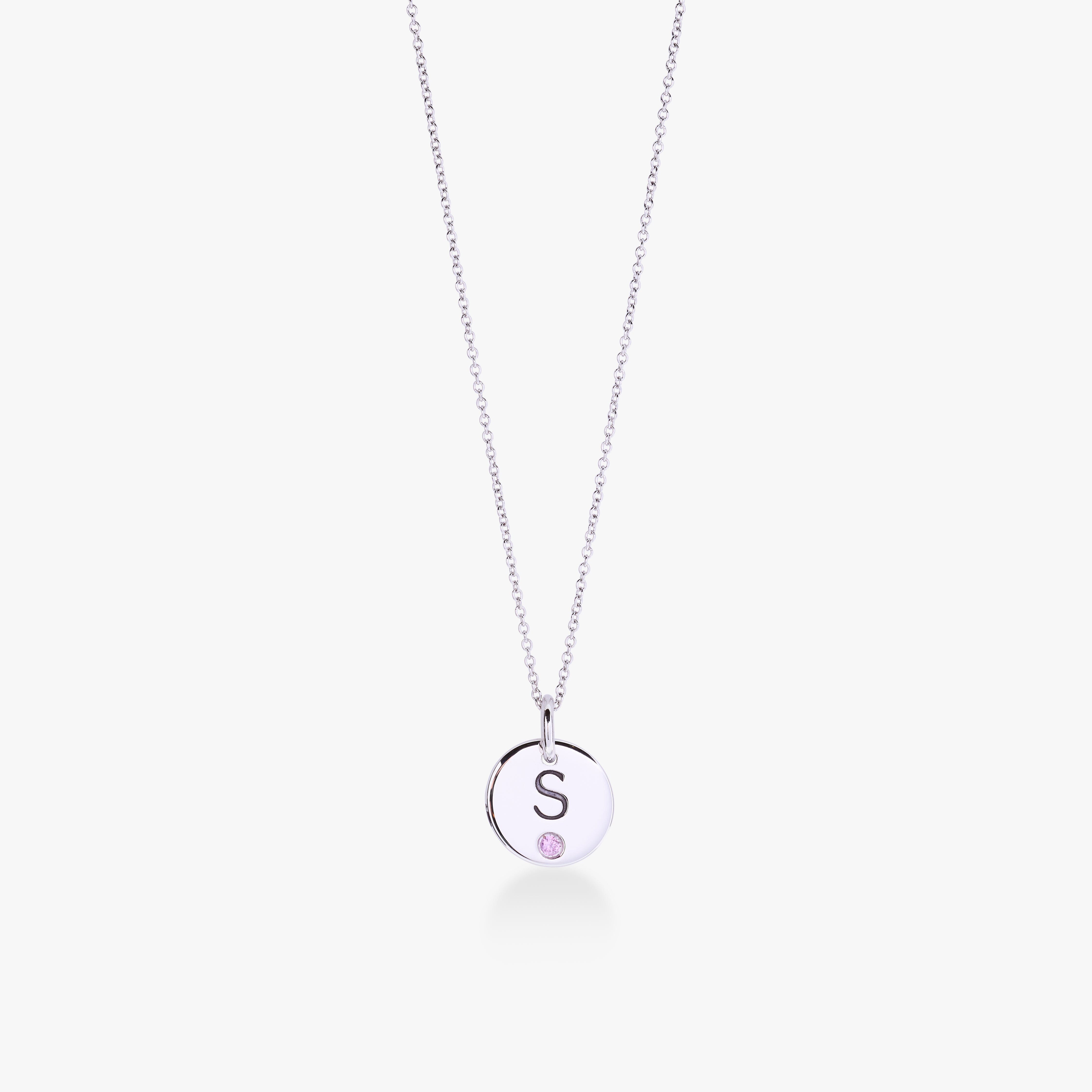 Initial Circle Necklace with Birthstone