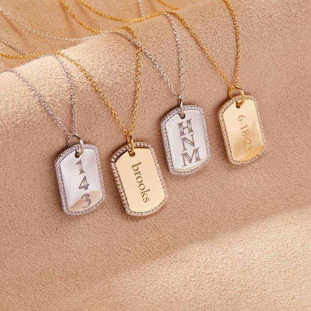 Pavé Large Dog Tag Necklace