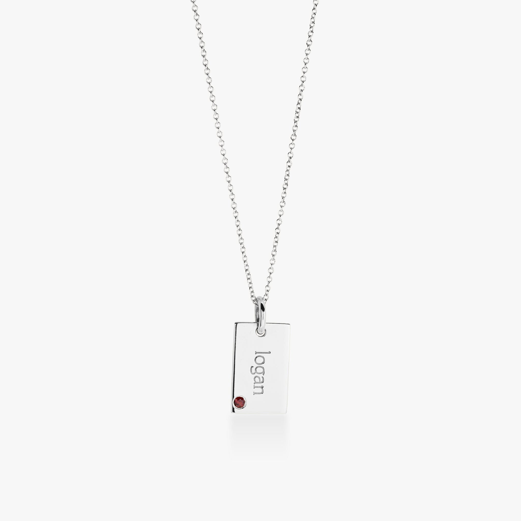 Mini Dog Tag Necklace with Birthstone