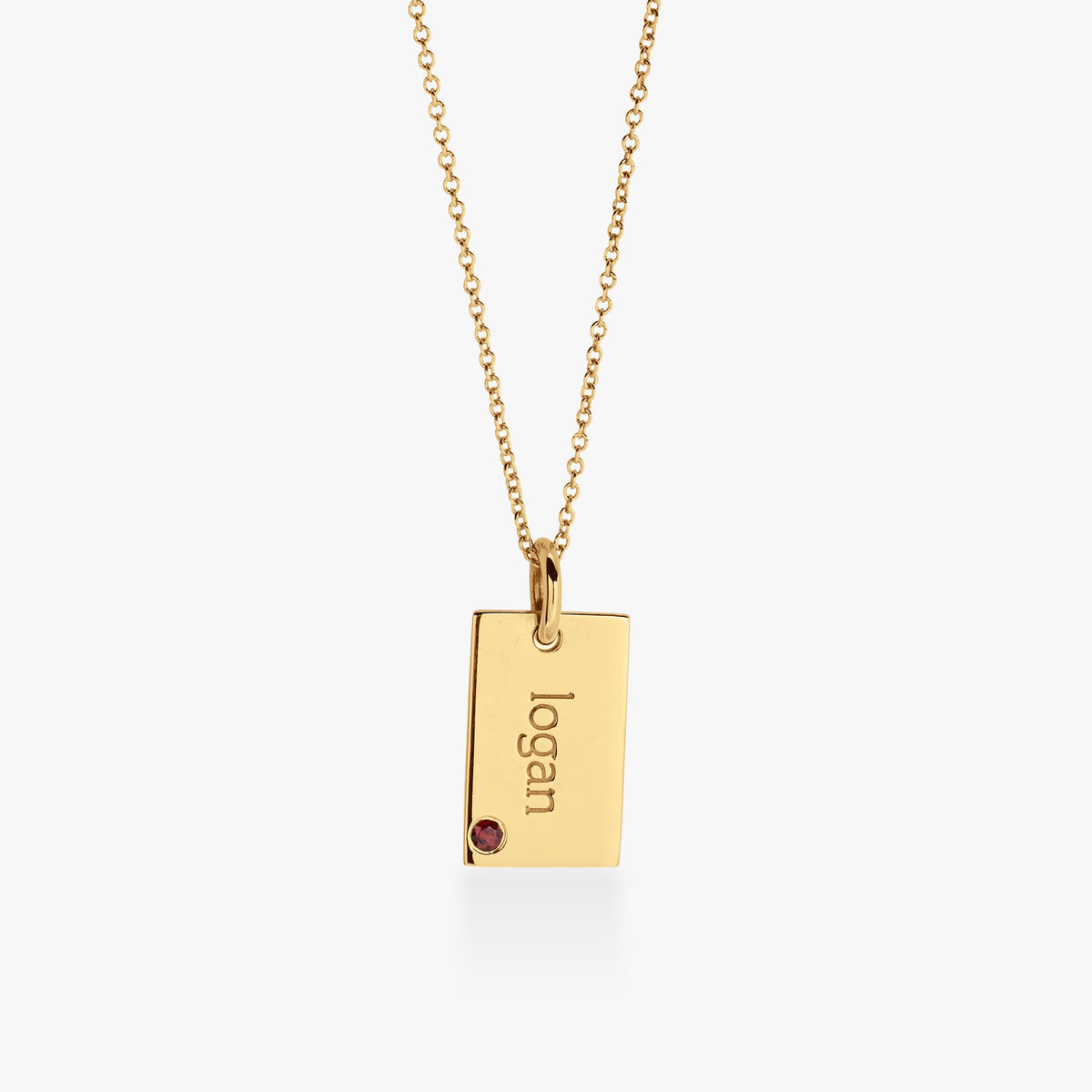 Mini Dog Tag Necklace with Birthstone