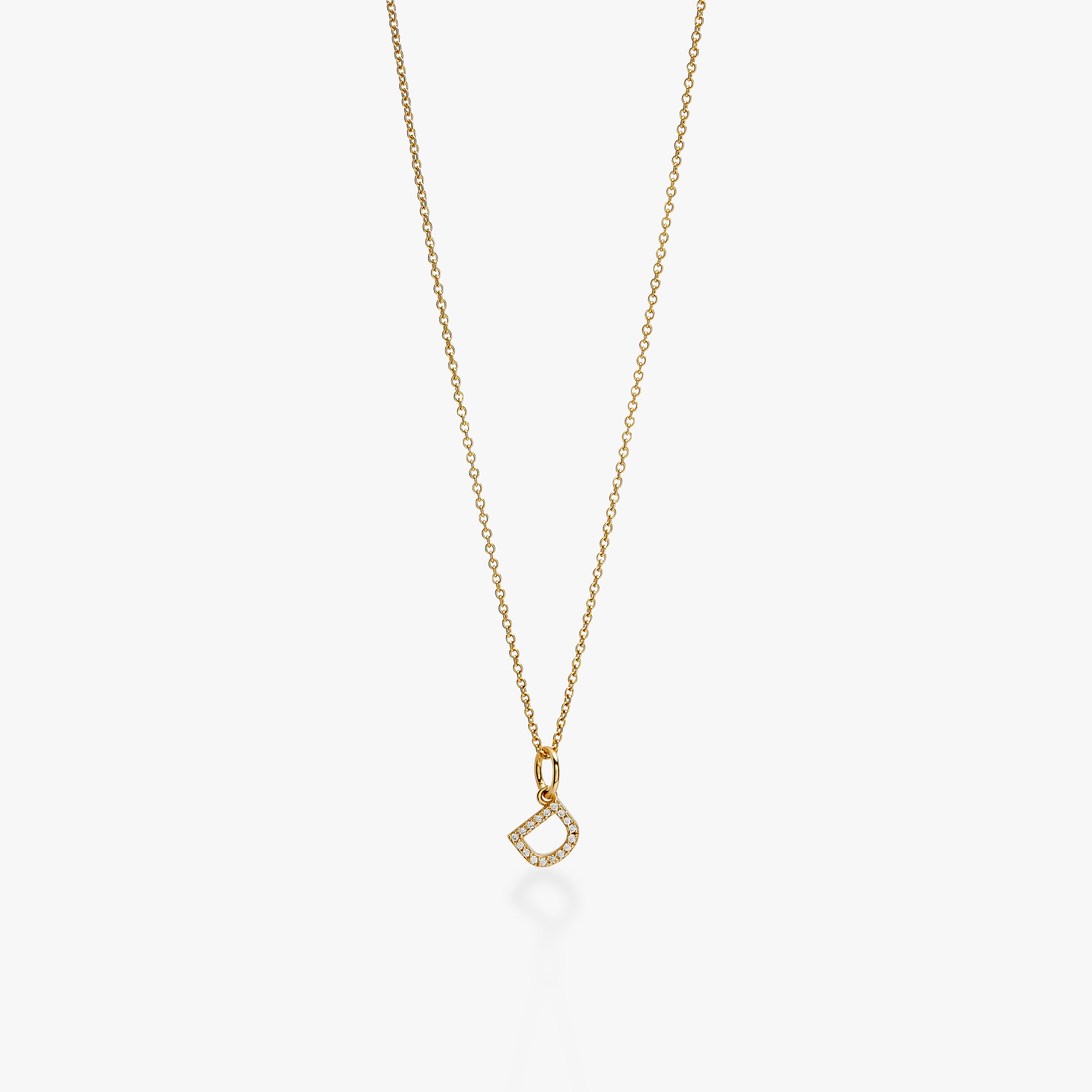 Mini Pavé Initial Charm Necklace