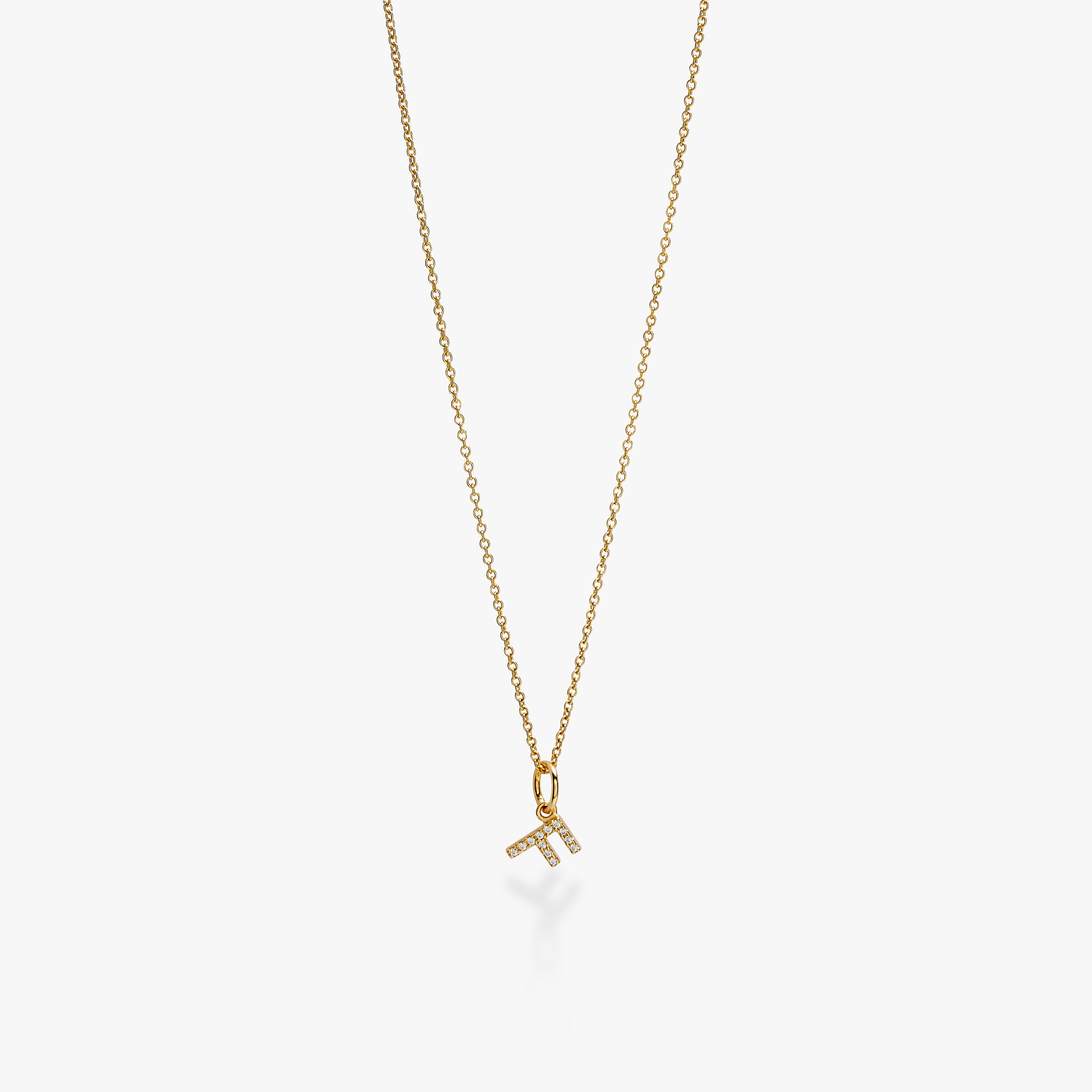Mini Pavé Initial Charm Necklace