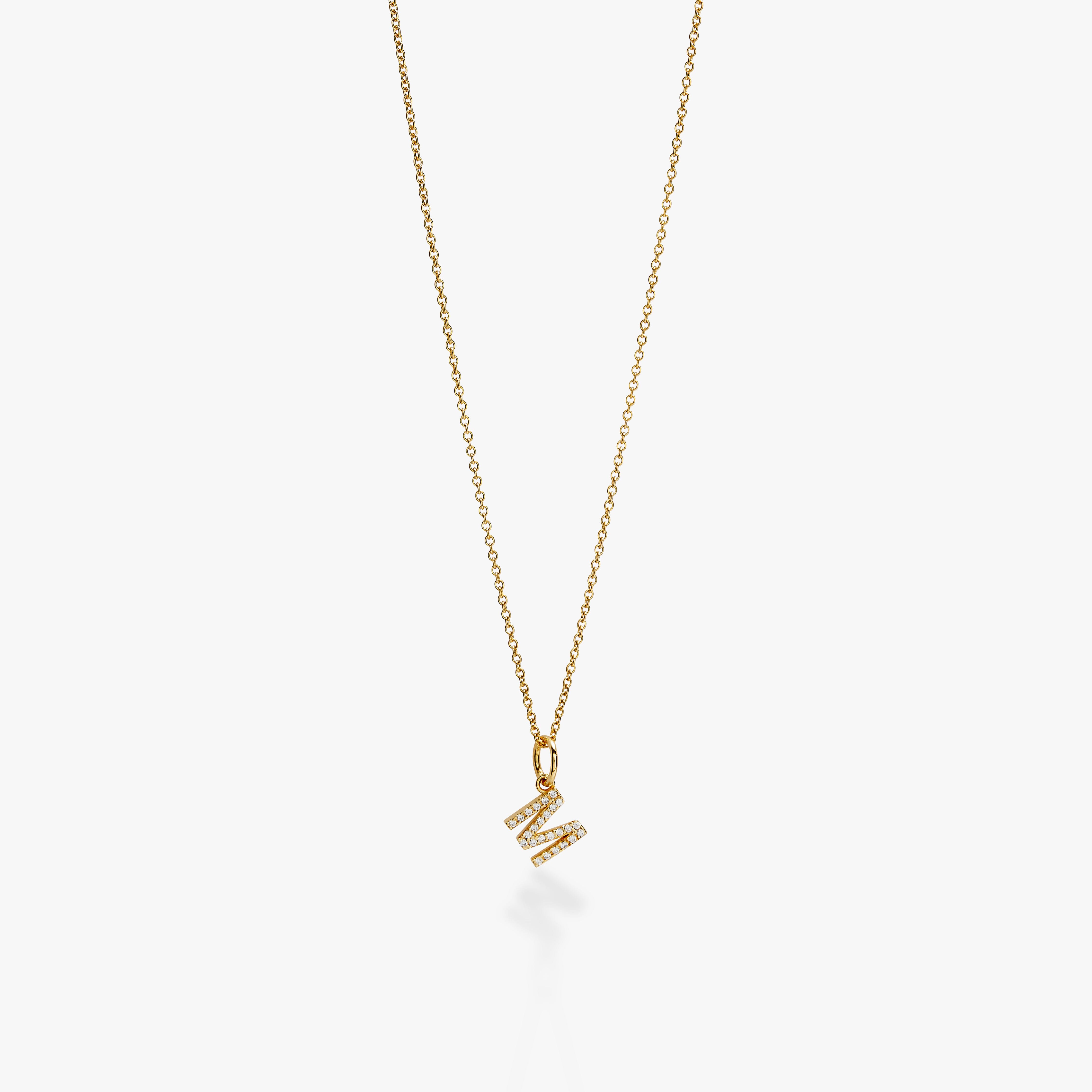 Mini Pavé Initial Charm Necklace