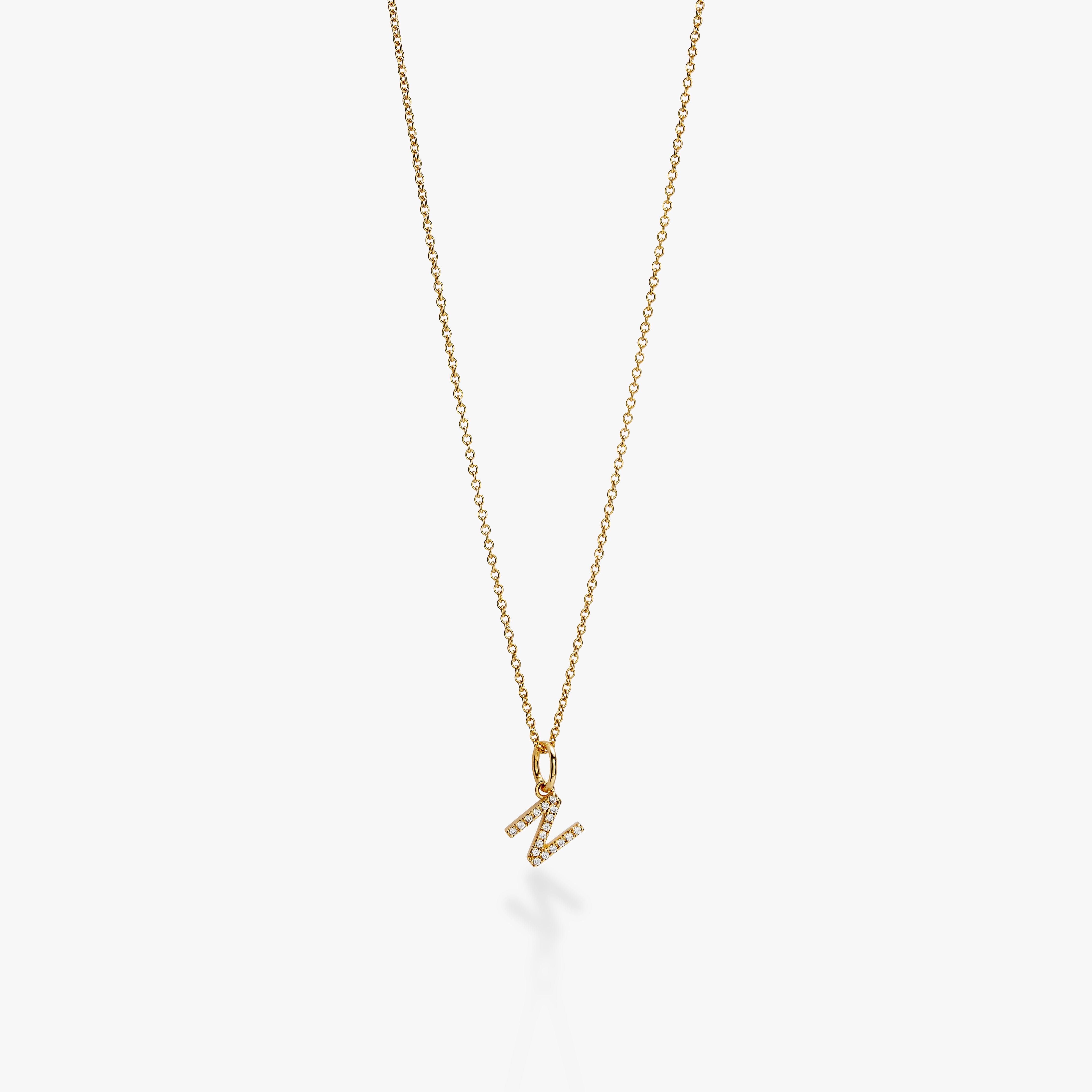 Mini Pavé Initial Charm Necklace
