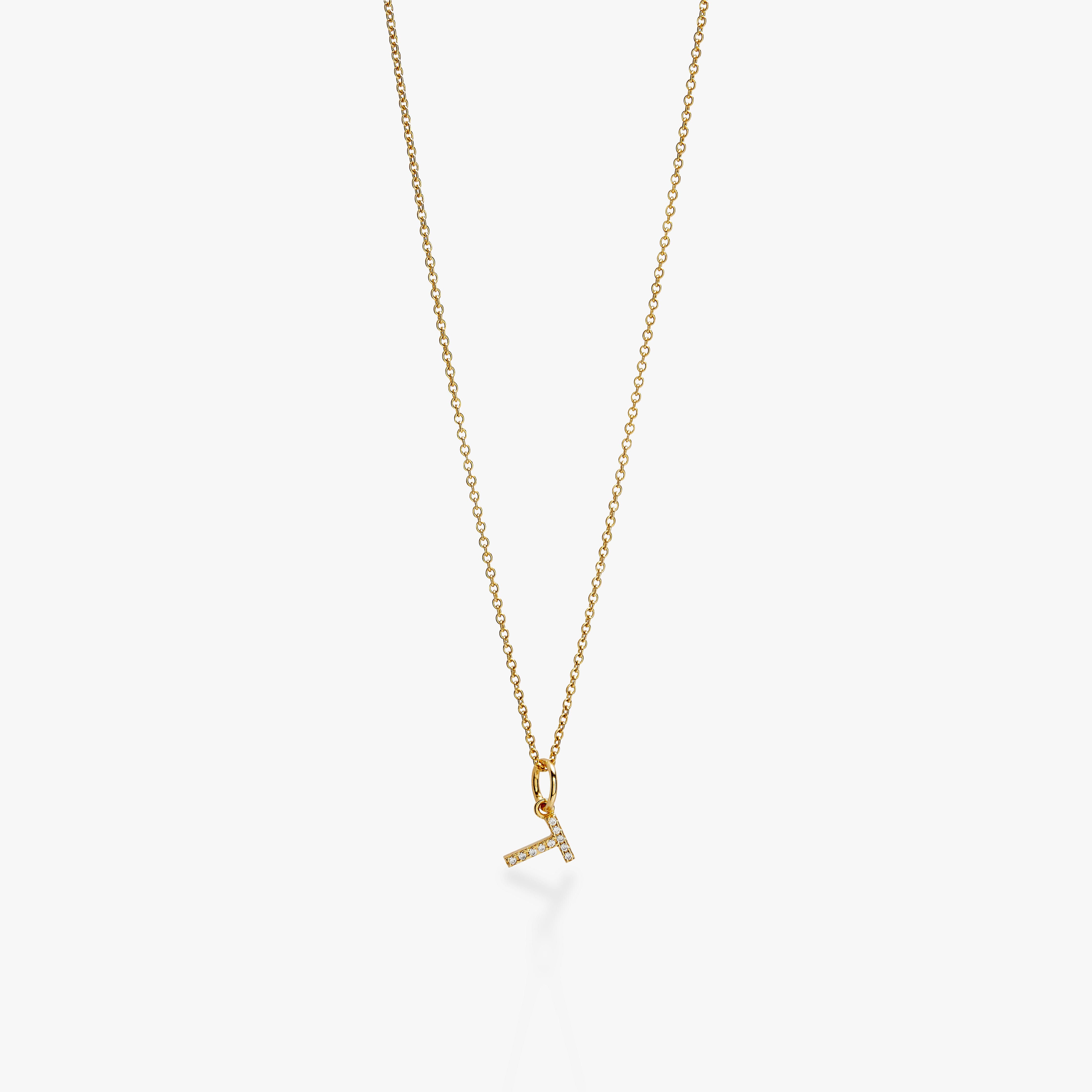 Mini Pavé Initial Charm Necklace