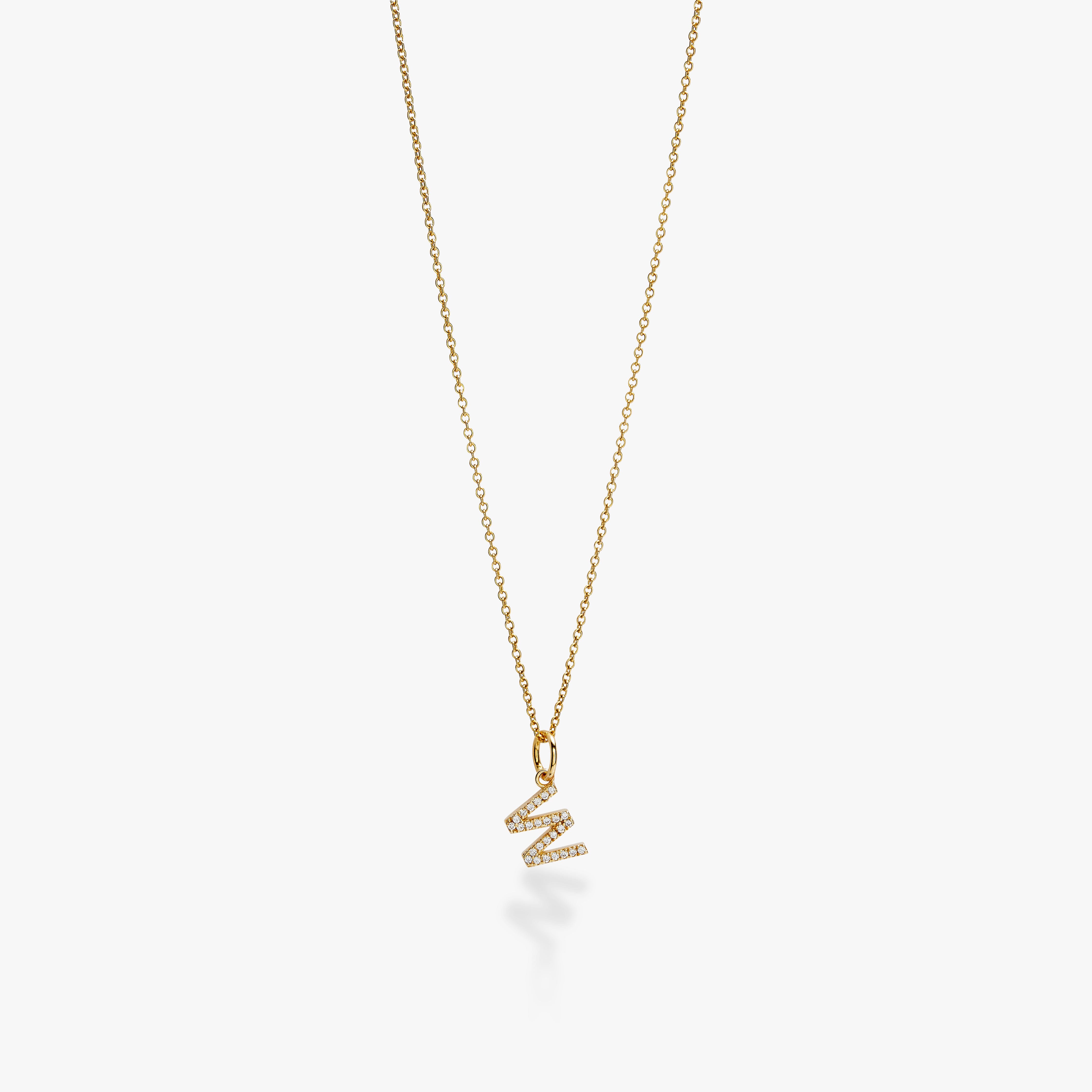 Mini Pavé Initial Charm Necklace