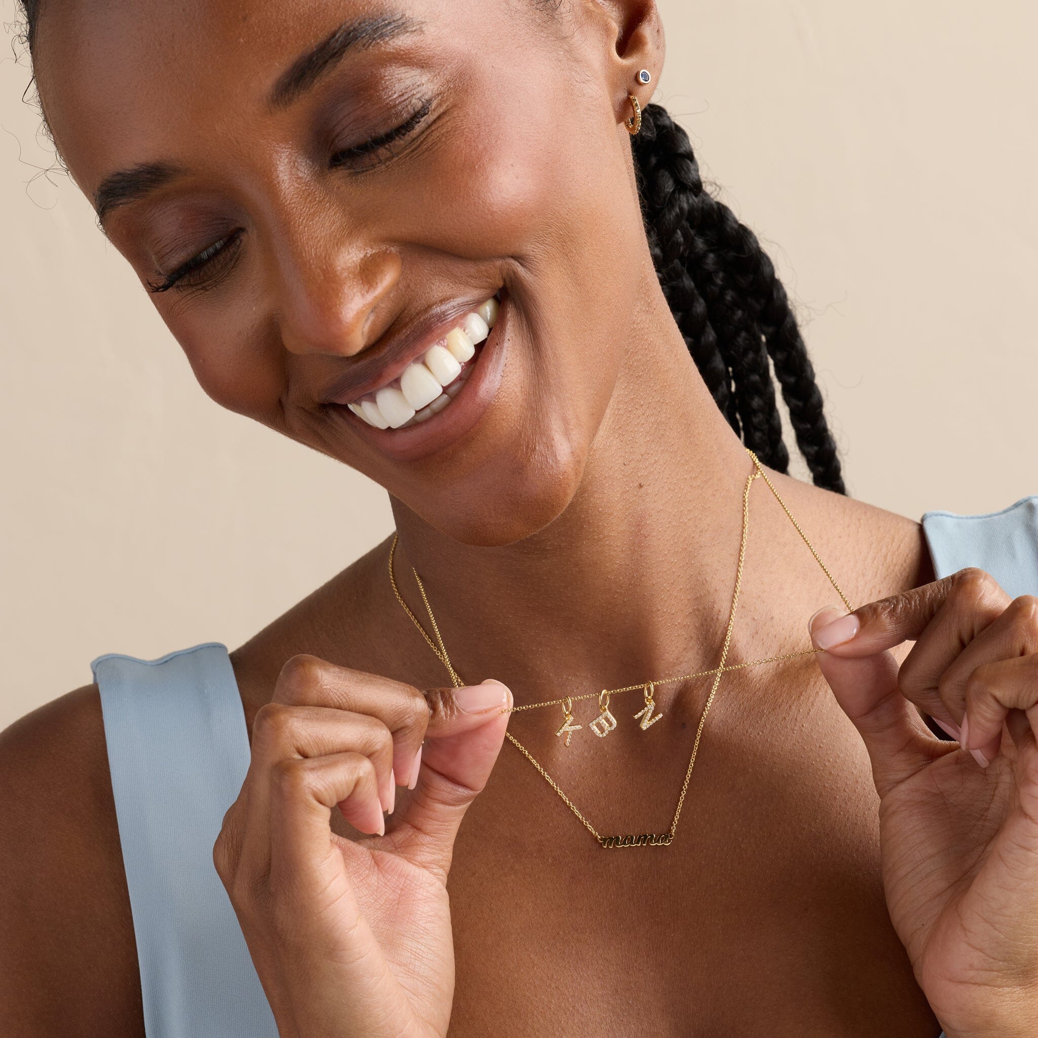 Mini Pavé Initial Charm Necklace