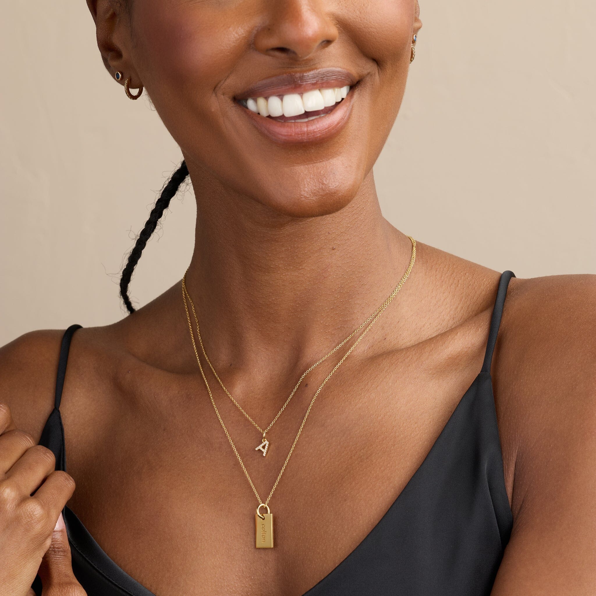 Mini Pavé Initial Charm Necklace