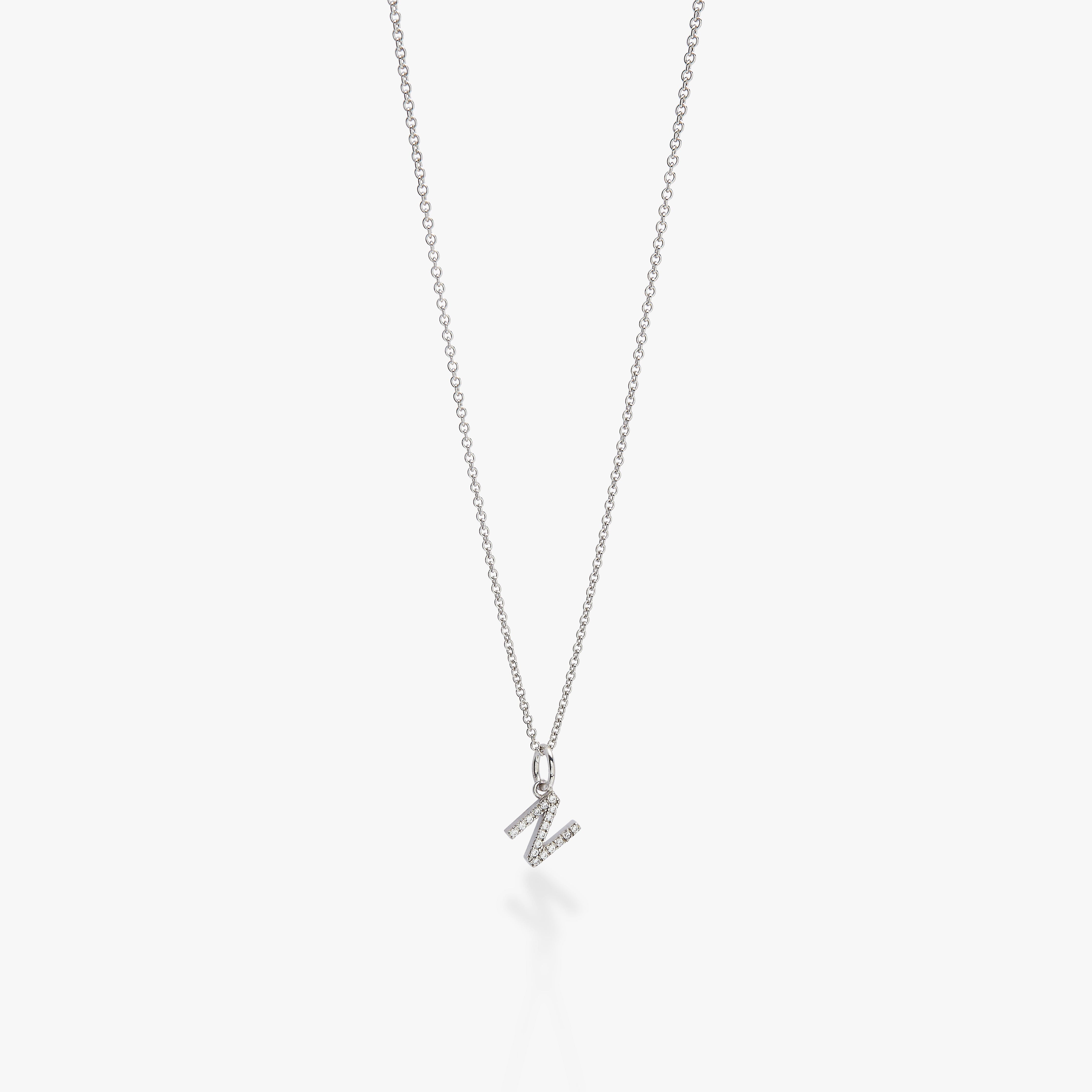 Mini Pavé Initial Charm Necklace