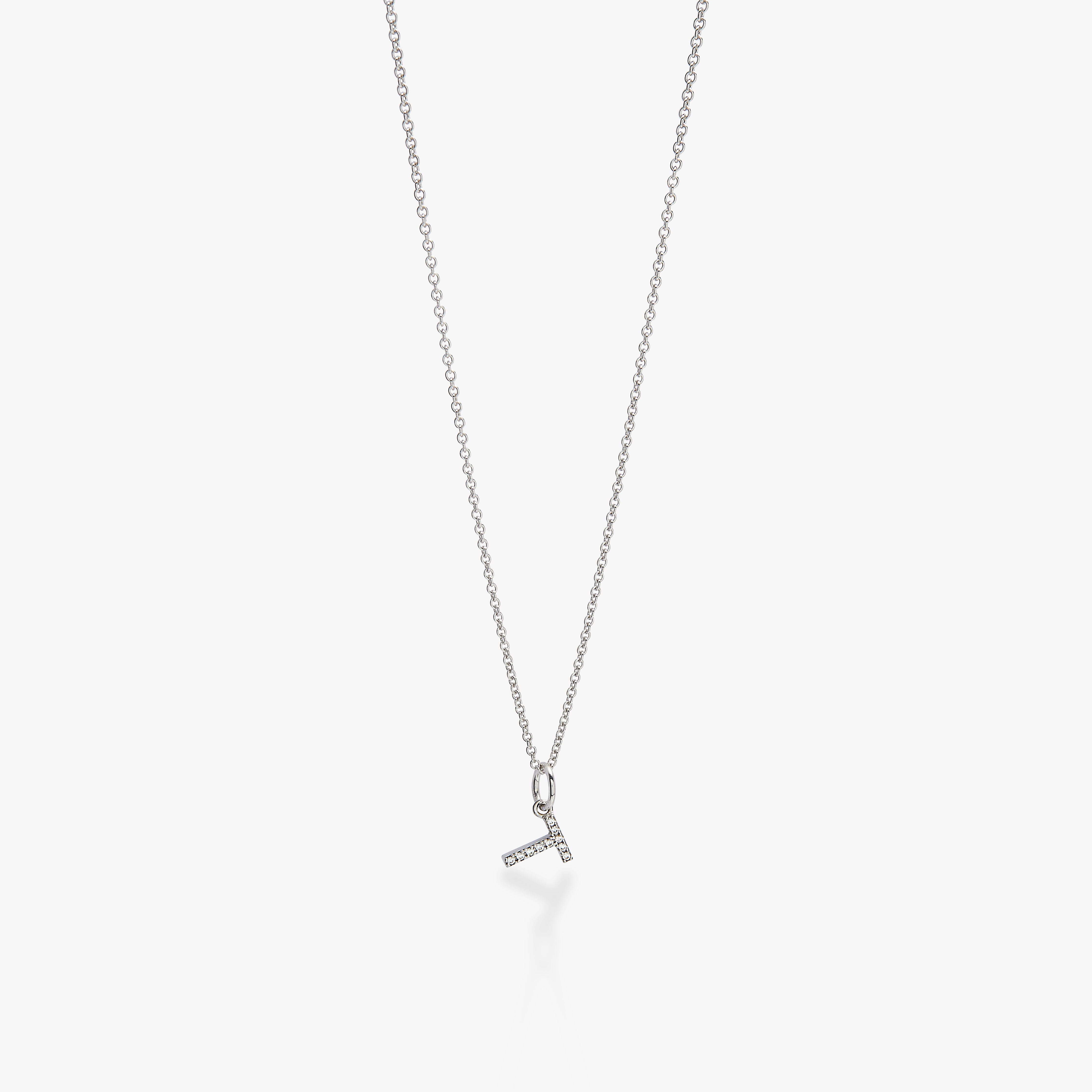 Mini Pavé Initial Charm Necklace