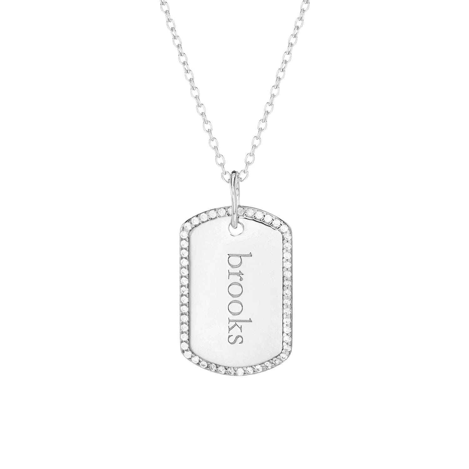 Pavé Large Dog Tag Necklace