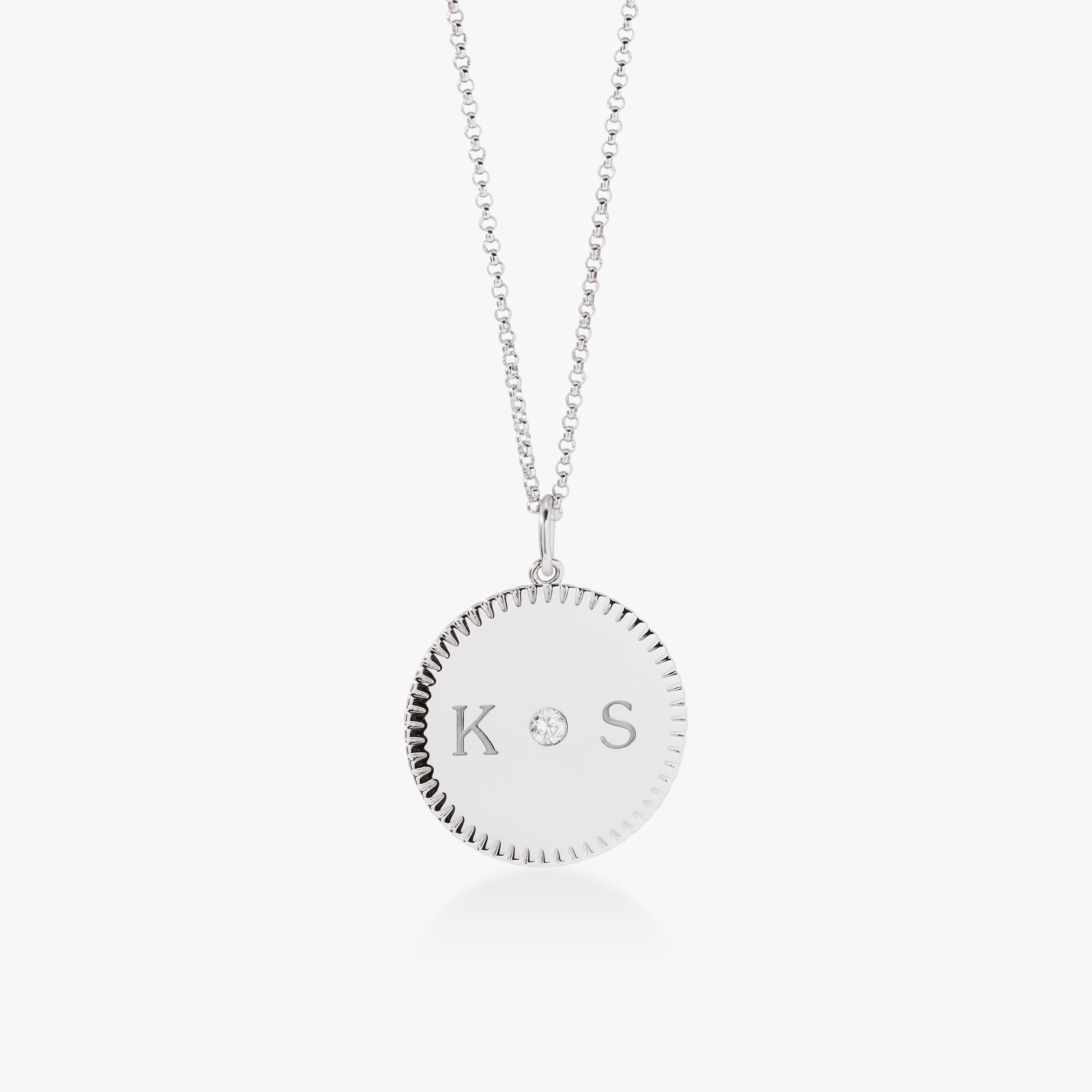 Notched Initial Pendant Necklace