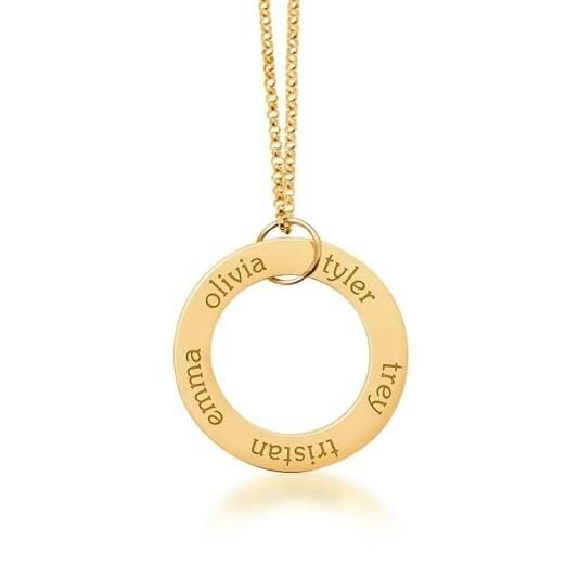 14k Gold Circle Pendant Necklace - 5 Names