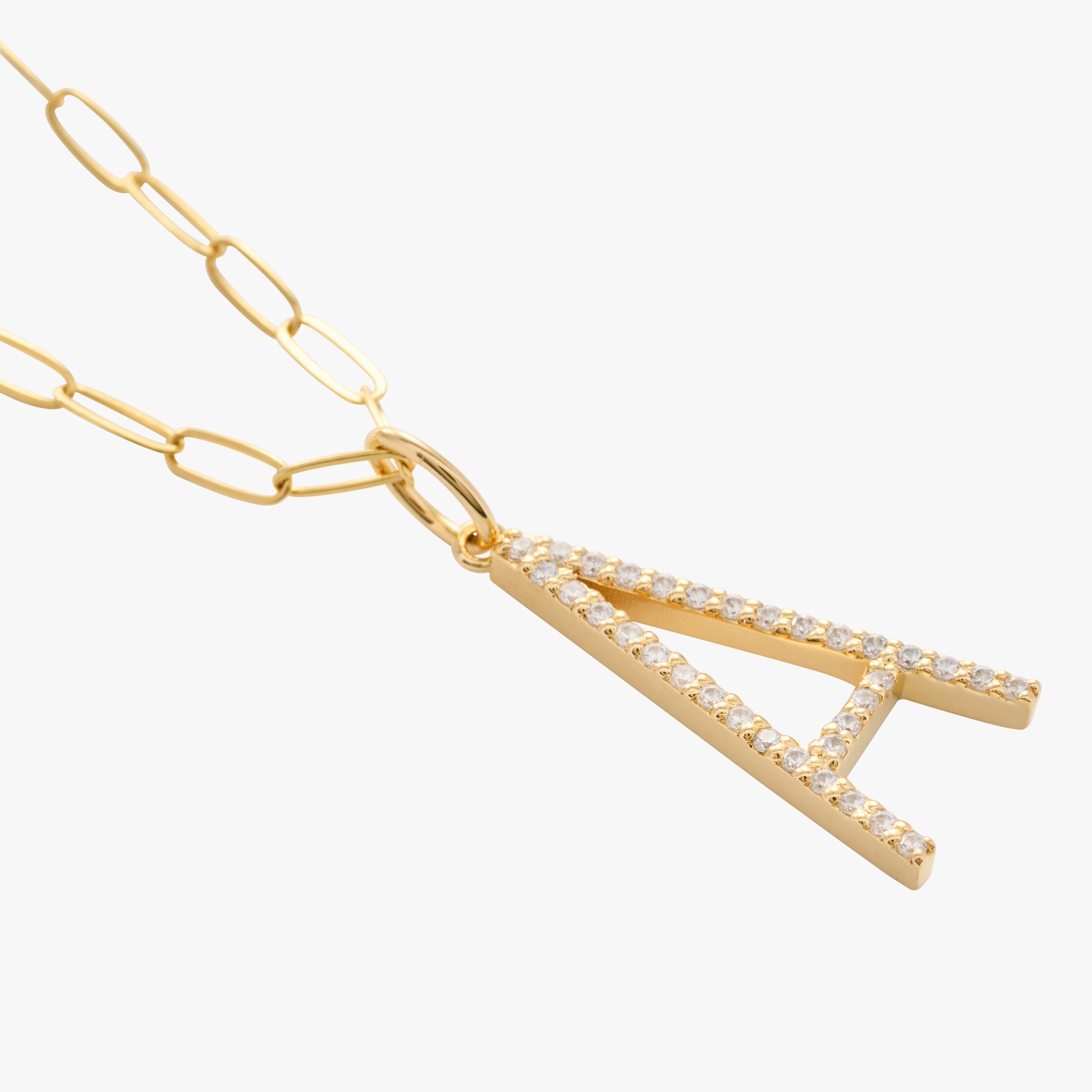 Pavé Elongated Initial Necklace