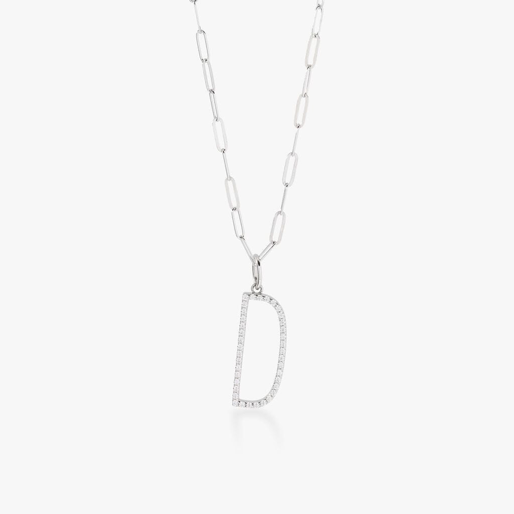 Pavé Elongated Initial Necklace