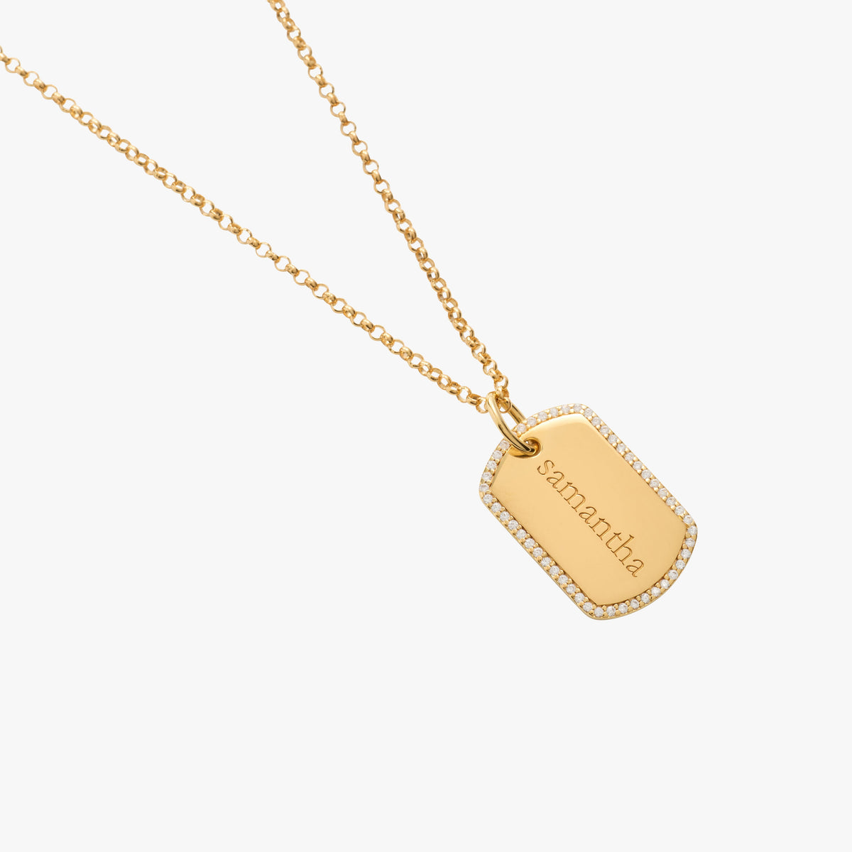 Pavé Large Dog Tag