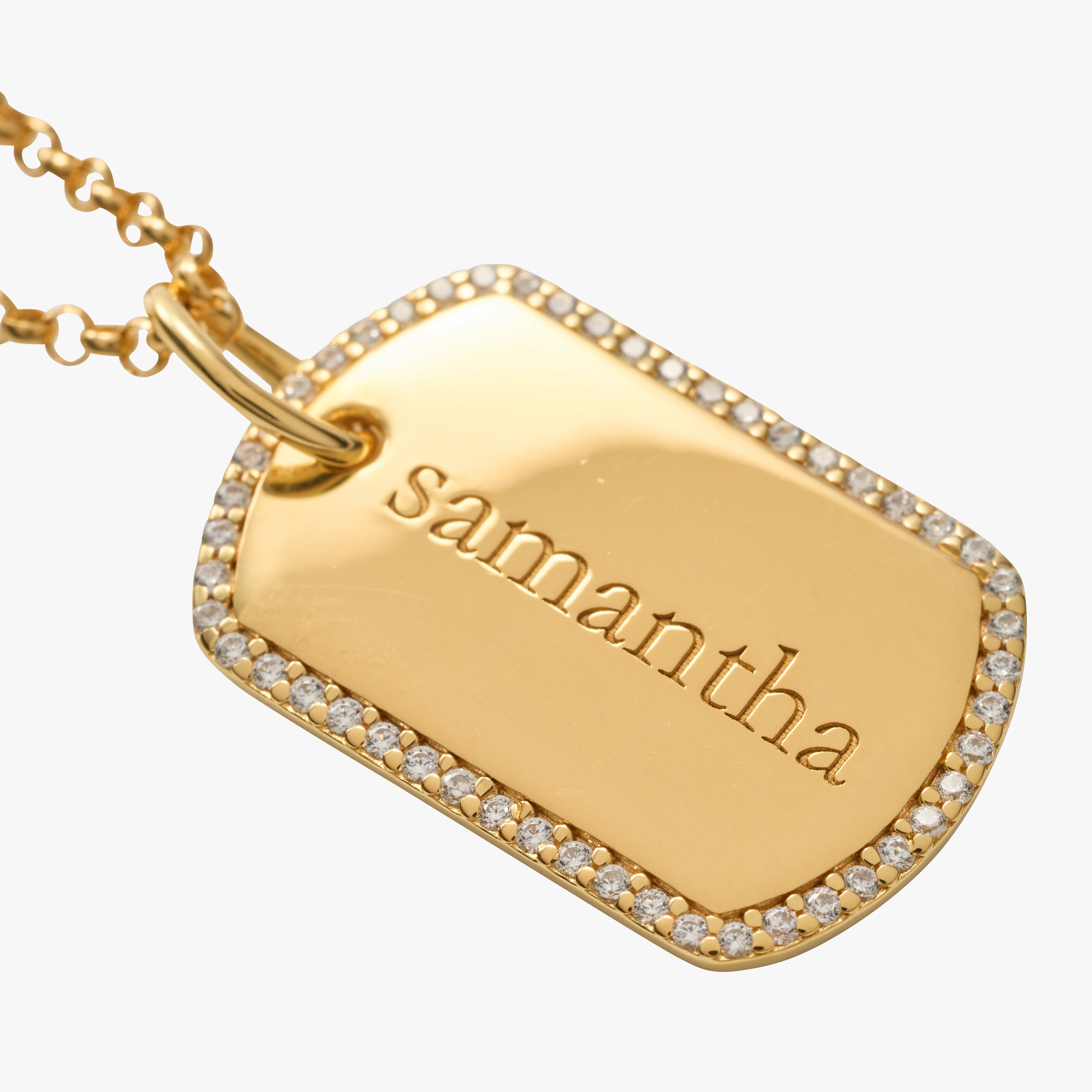 Pavé Large Dog Tag Necklace