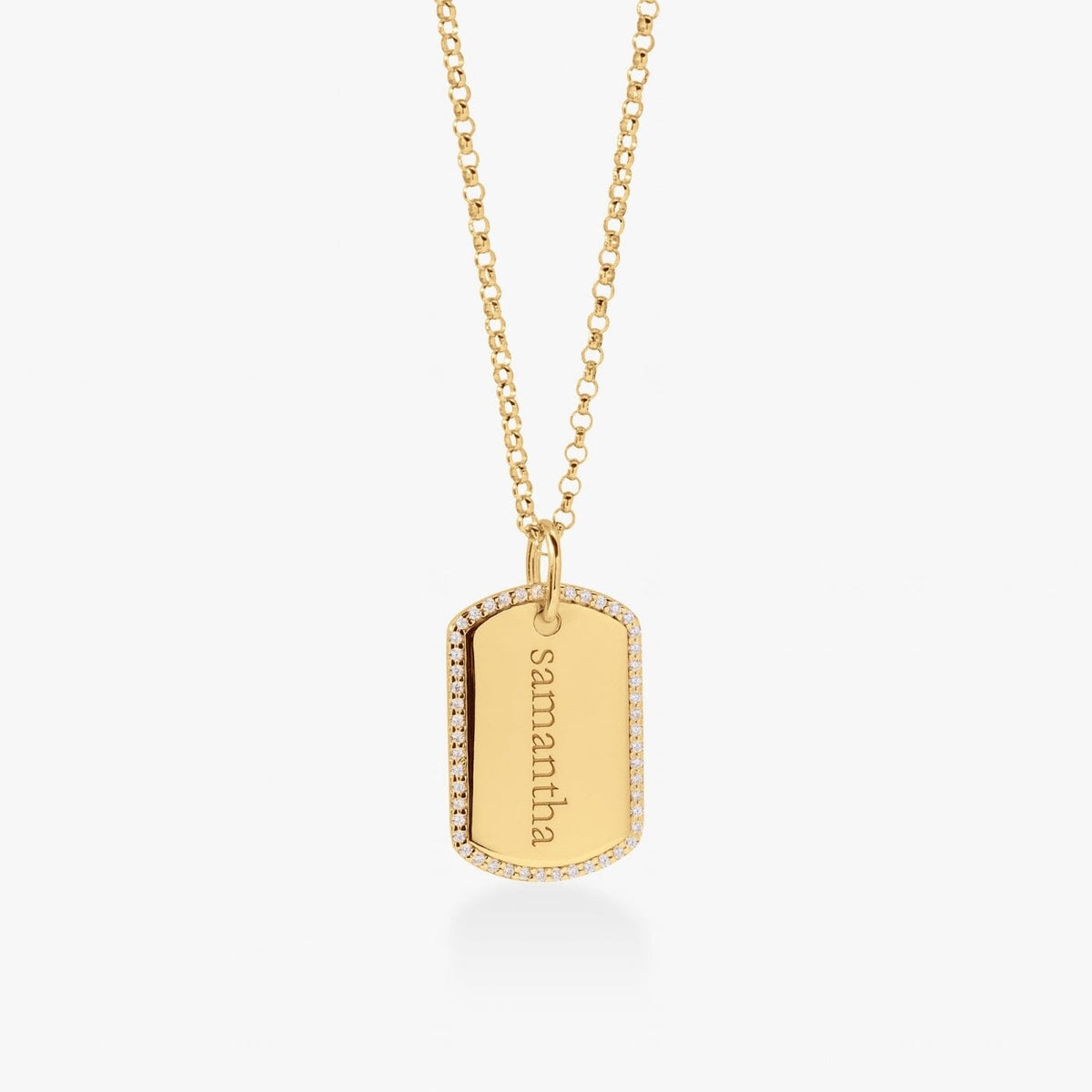 Pavé Large Dog Tag Necklace