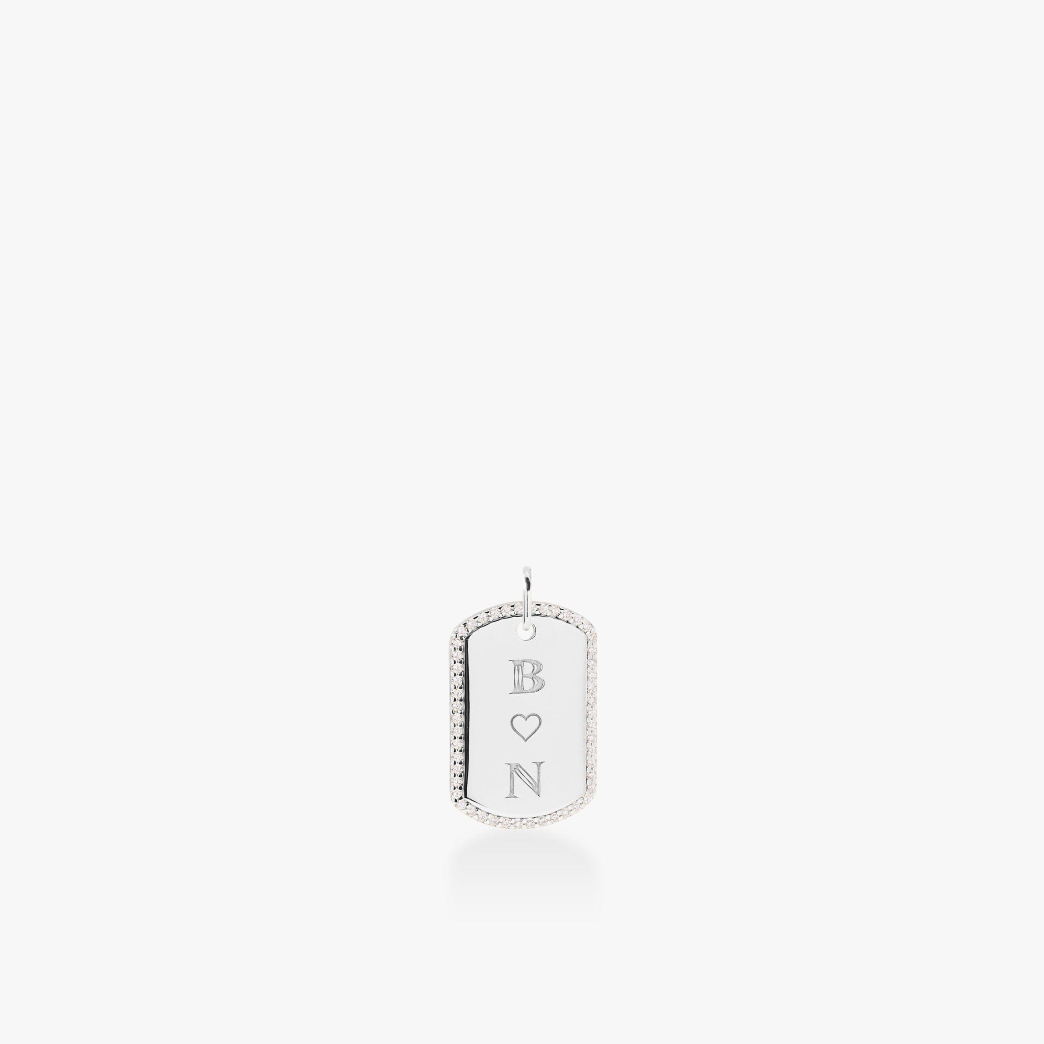 Pavé Monogram Large Dog Tag