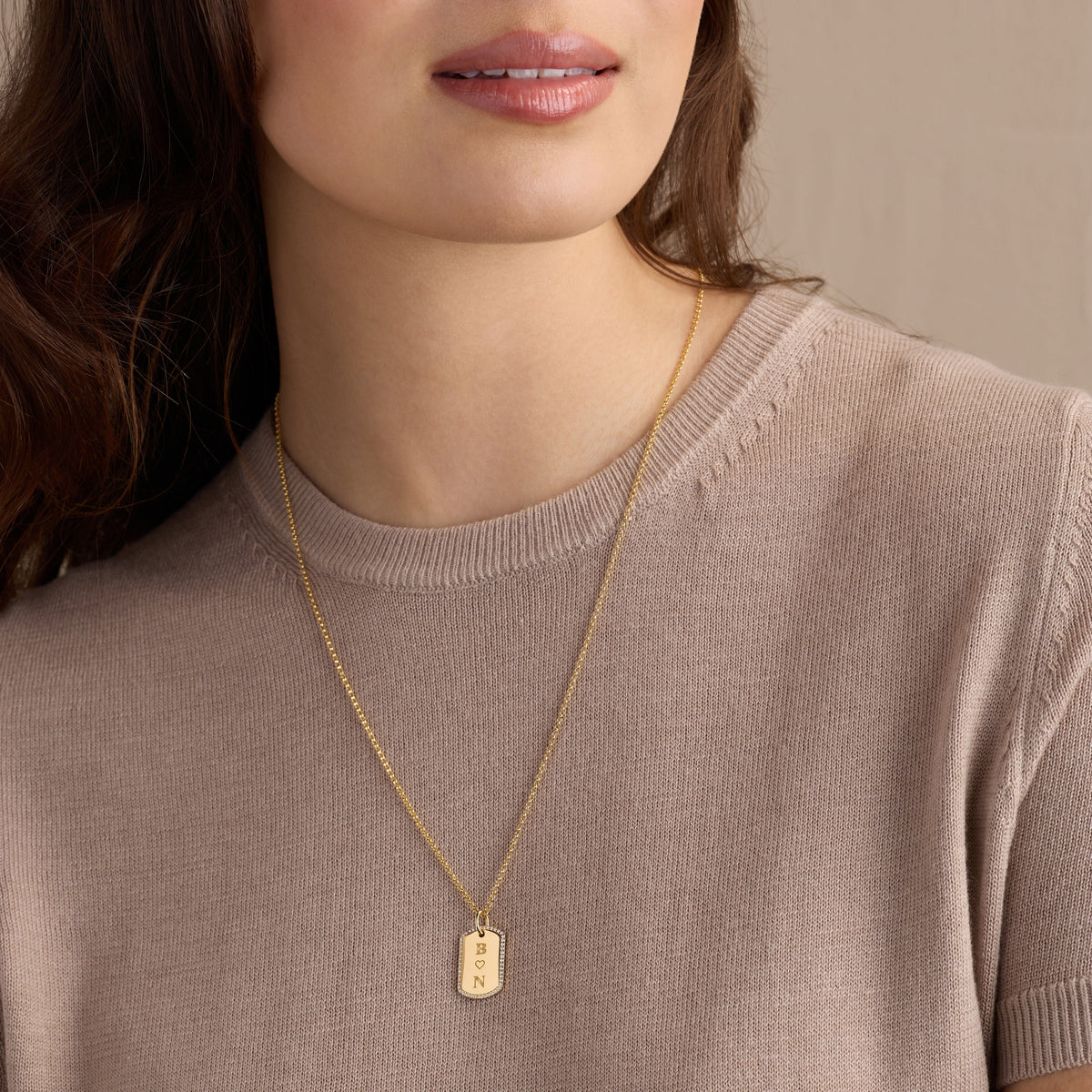 Pavé Monogram Large Dog Tag