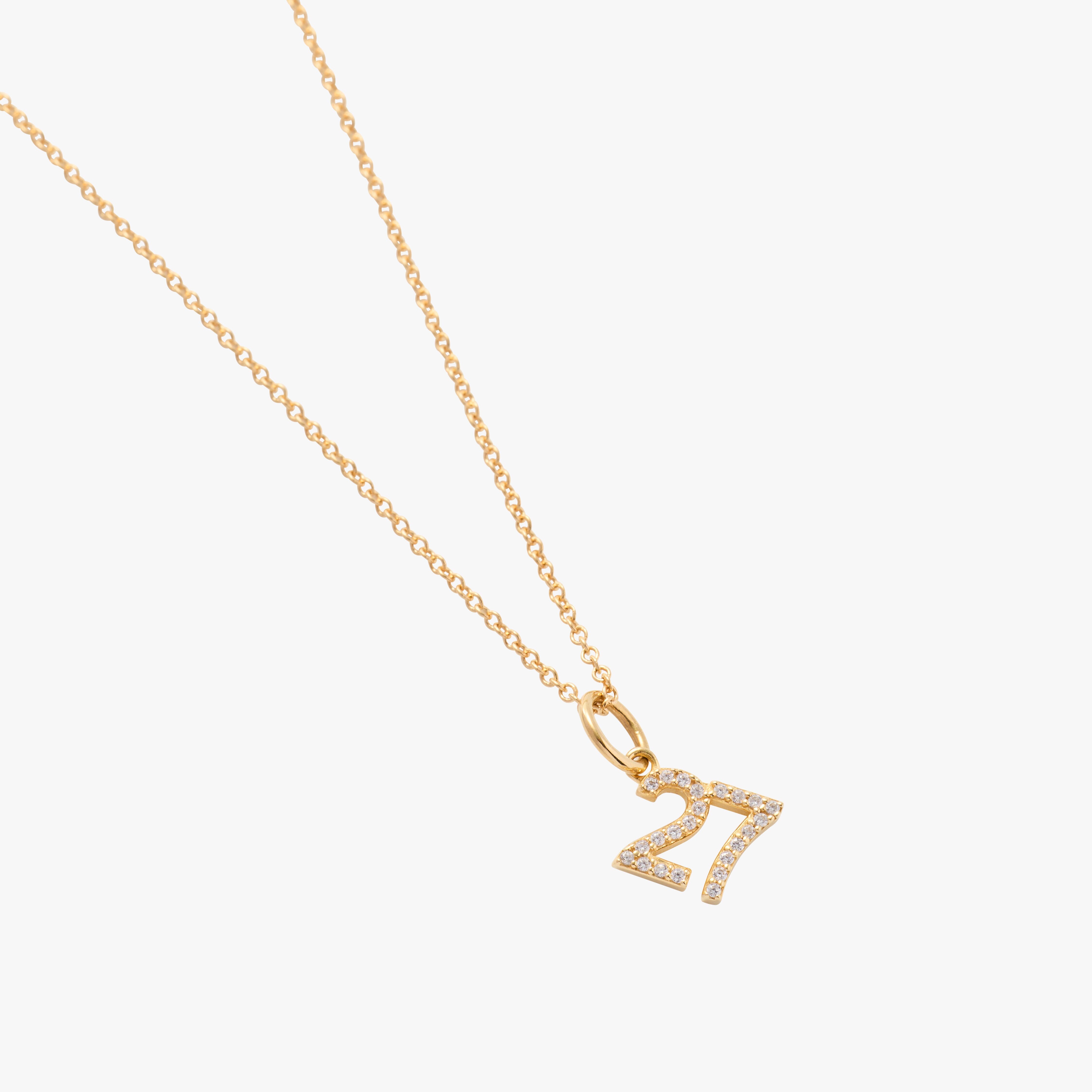 Pavé Number Charm Necklace