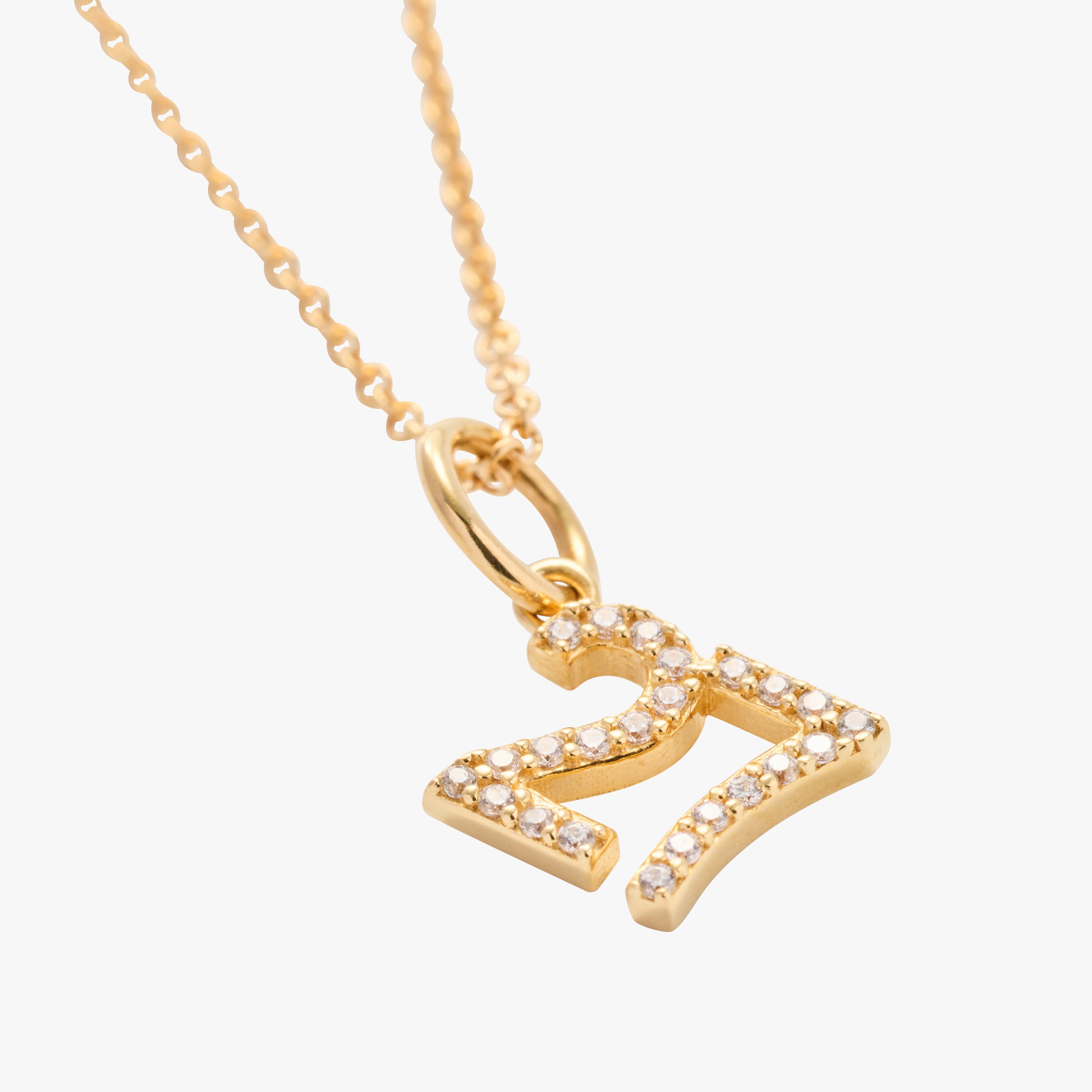Pavé Number Charm Necklace