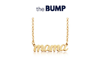 gold mama nameplate necklace featured in the bump