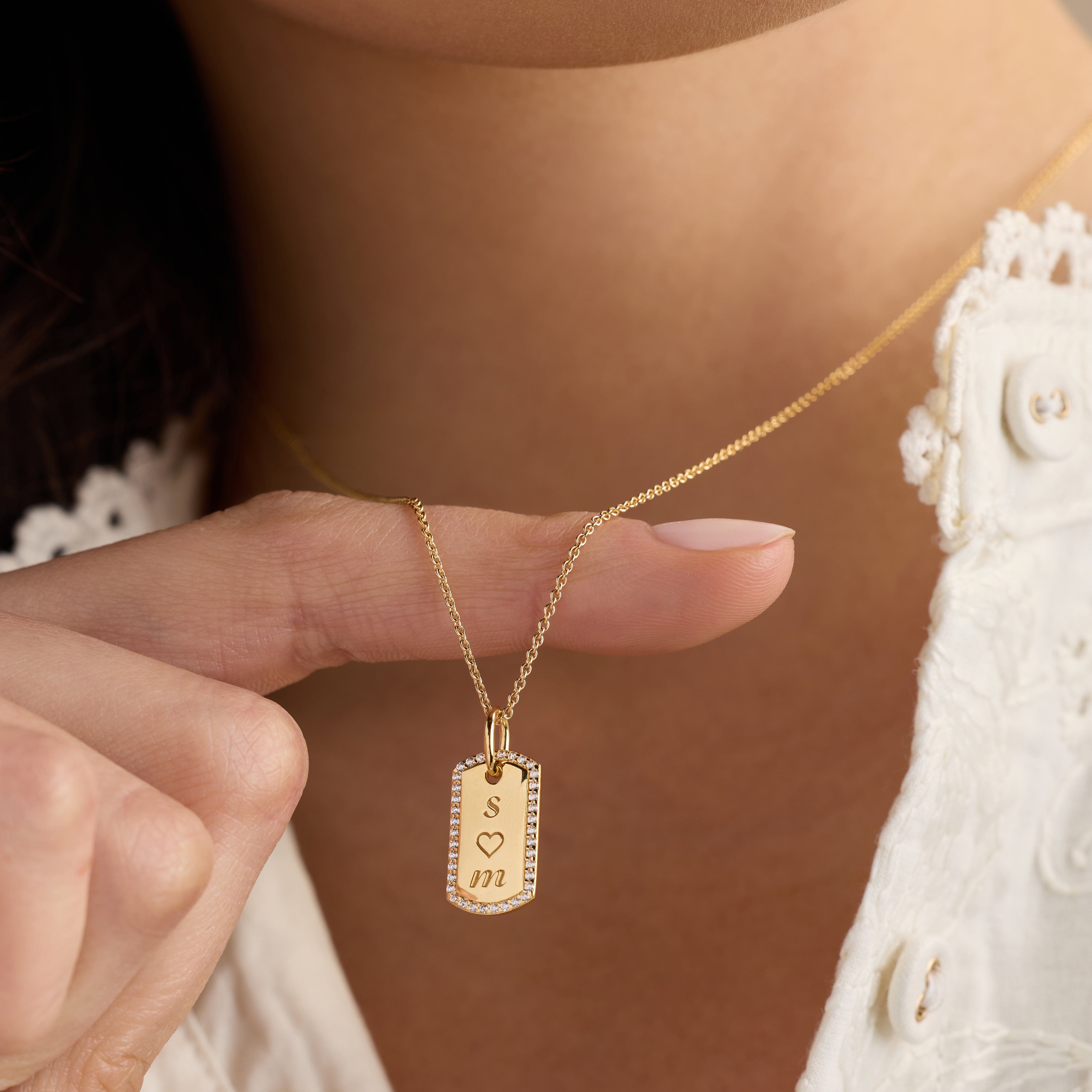 Pavé Small Dog Tag Necklace