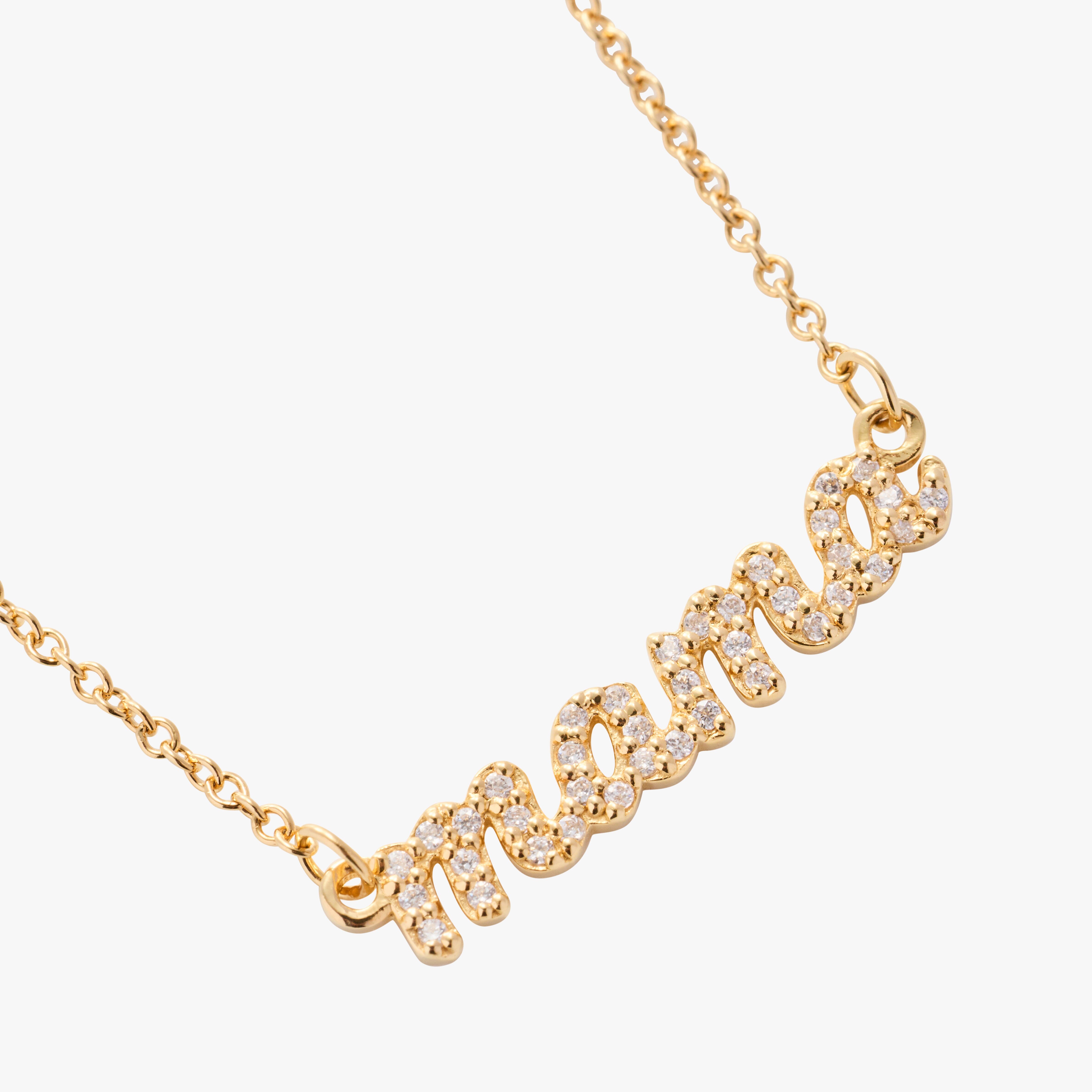 Pavé Script Mama Necklace