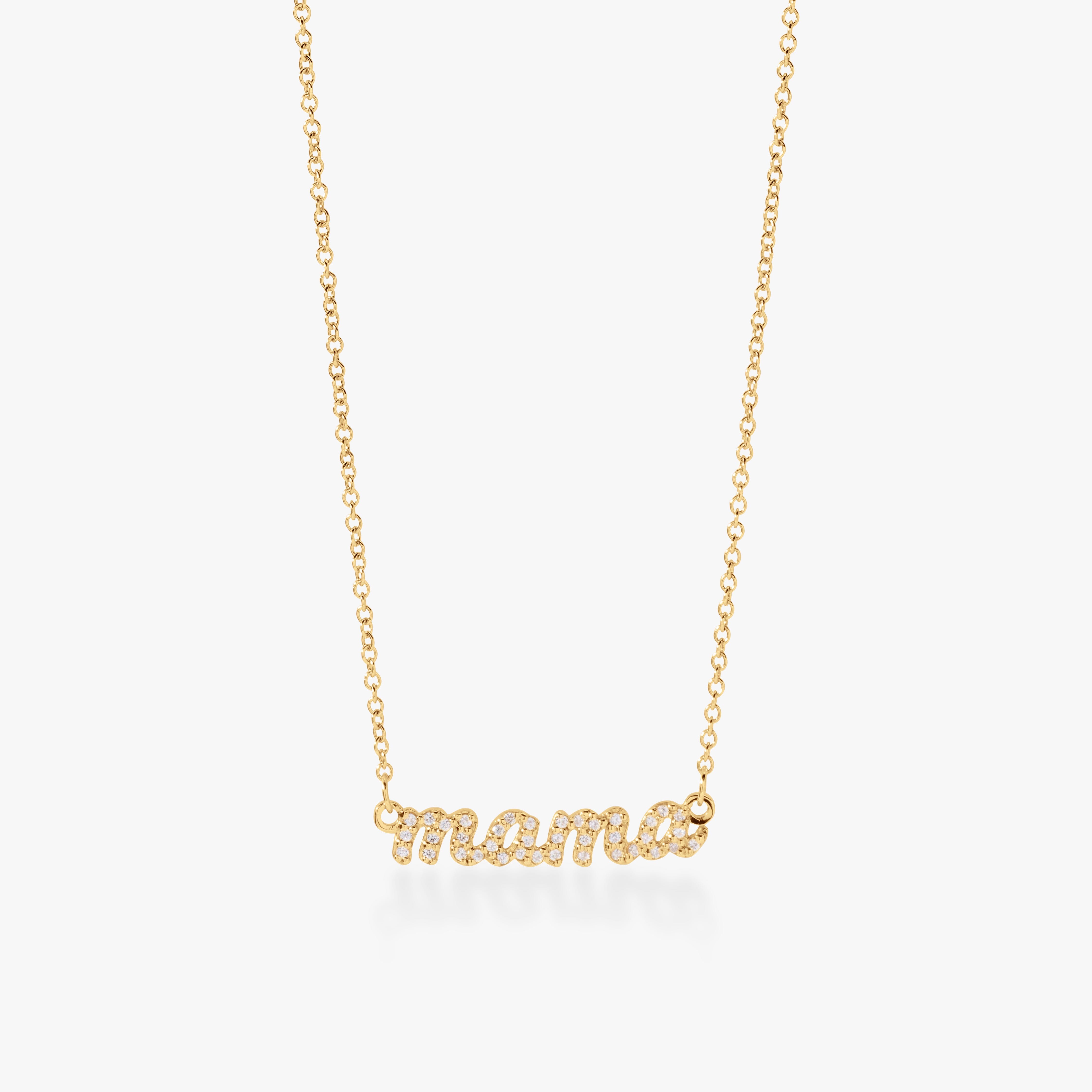 Pavé Script Mama Necklace