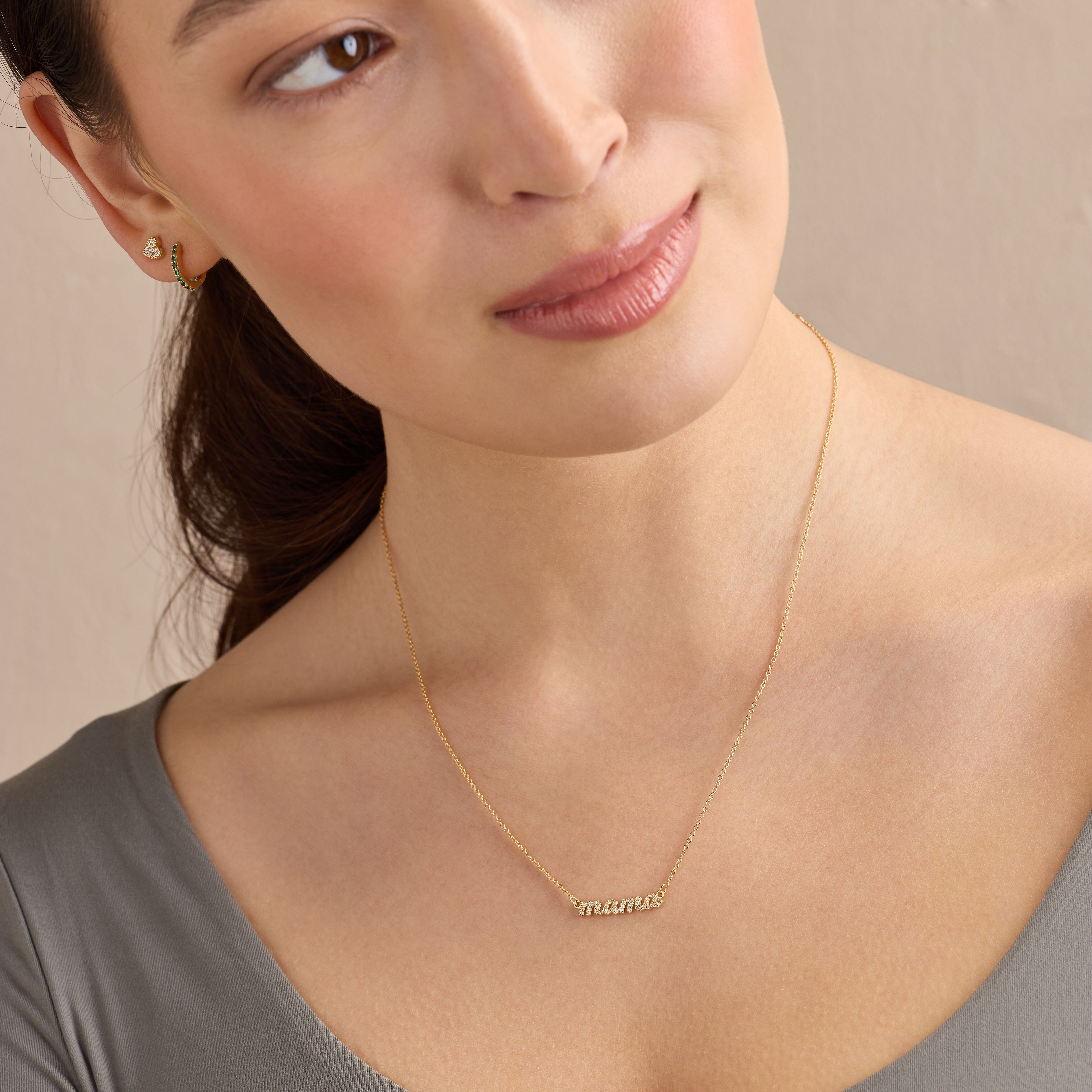 Pavé Script Mama Necklace