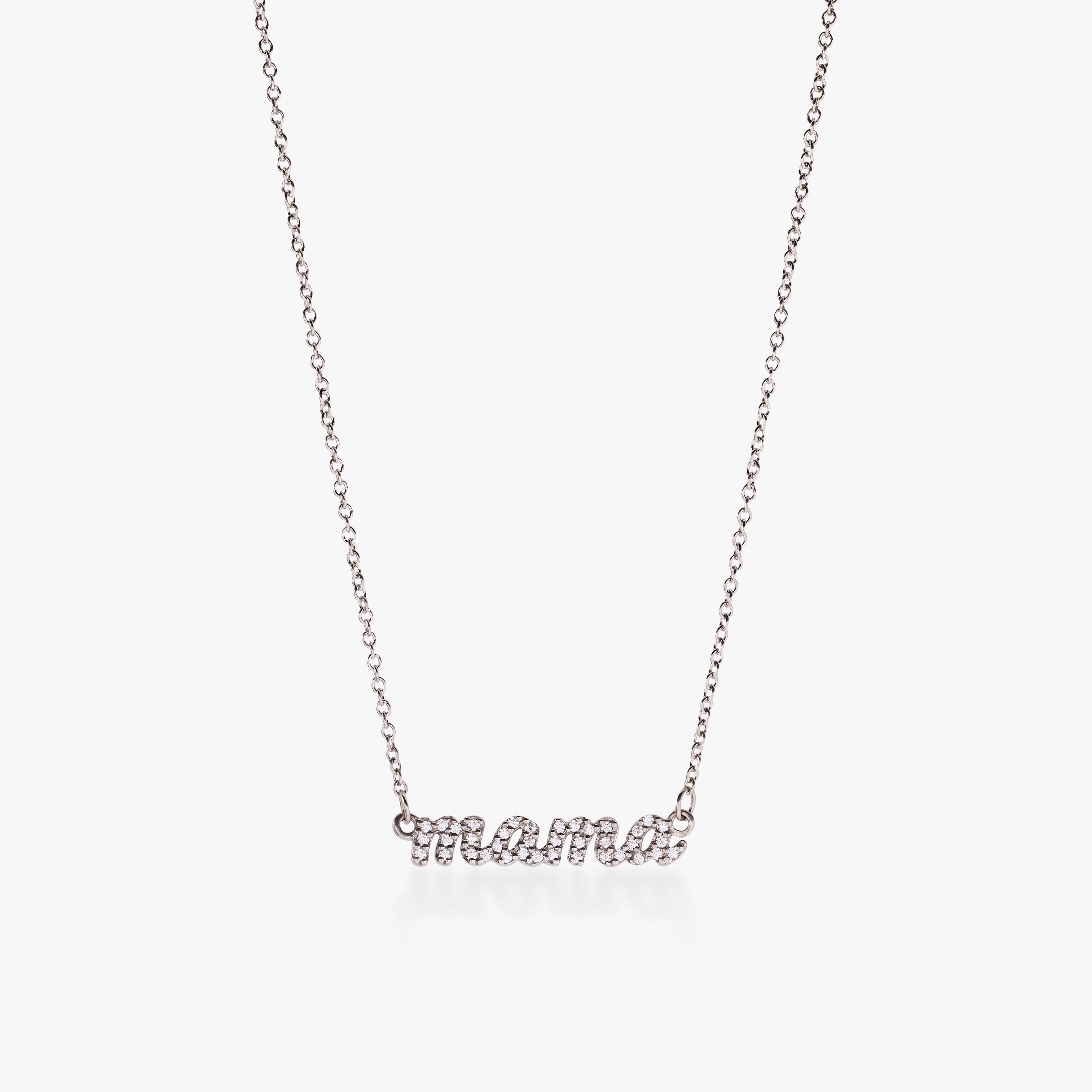 Pavé Script Mama Necklace