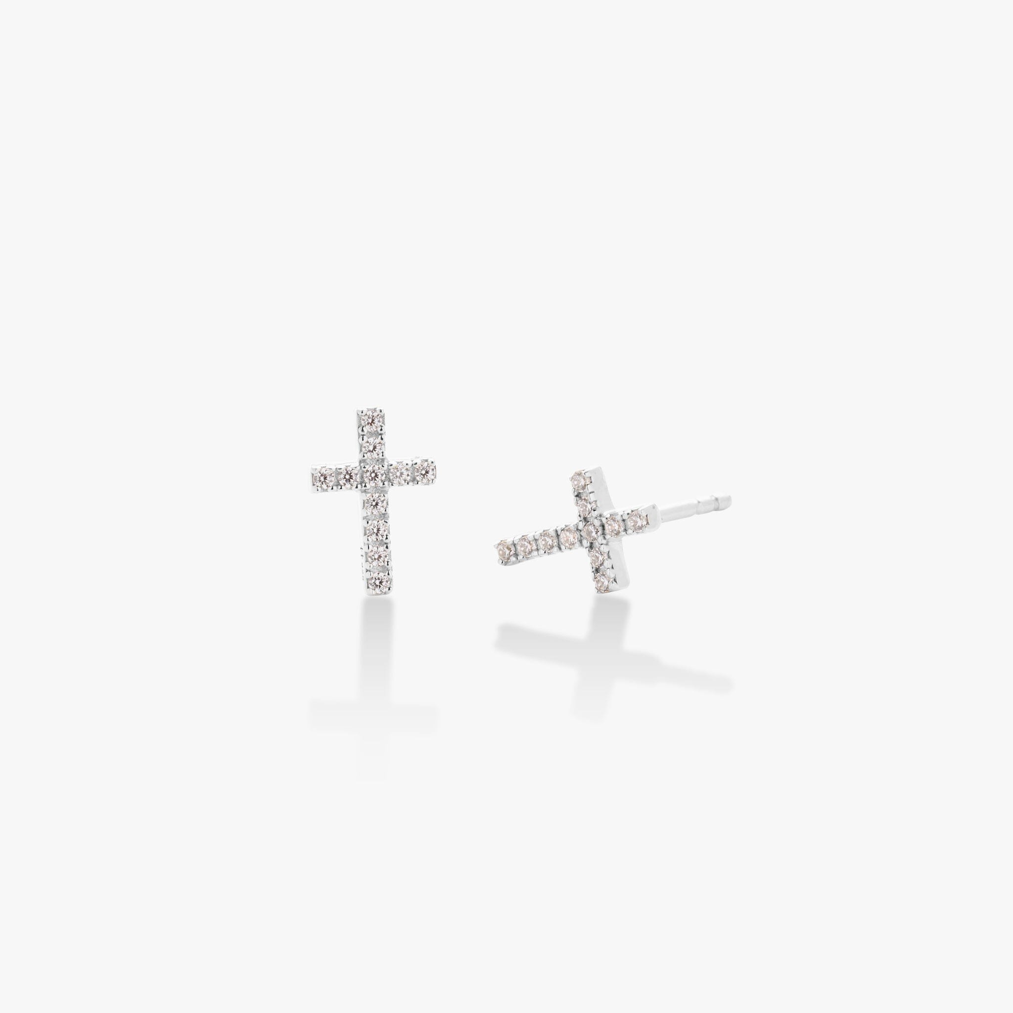 Pavé Cross Stud Earrings
