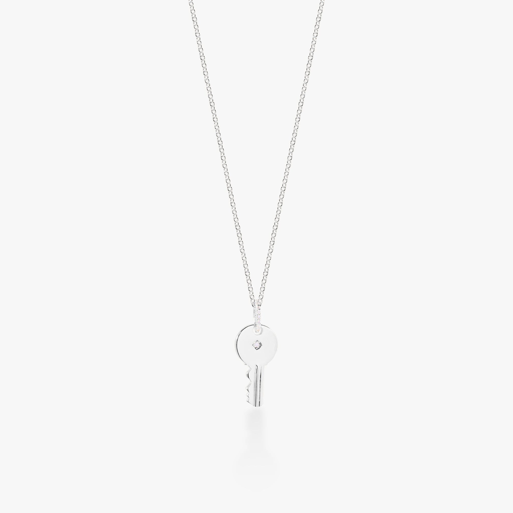 Round Key Necklace With Stone