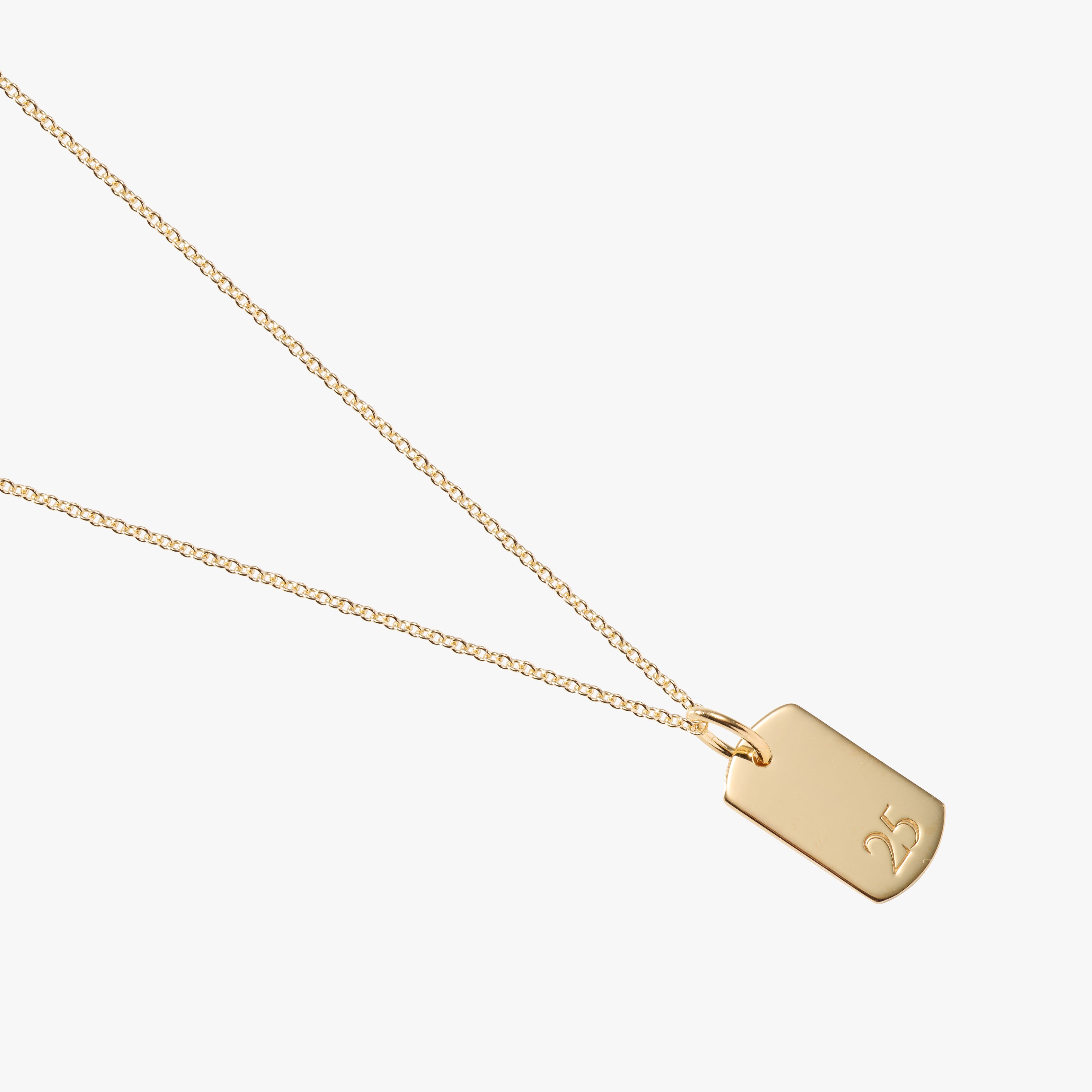 Rounded Mini Dog Tag Number Necklace
