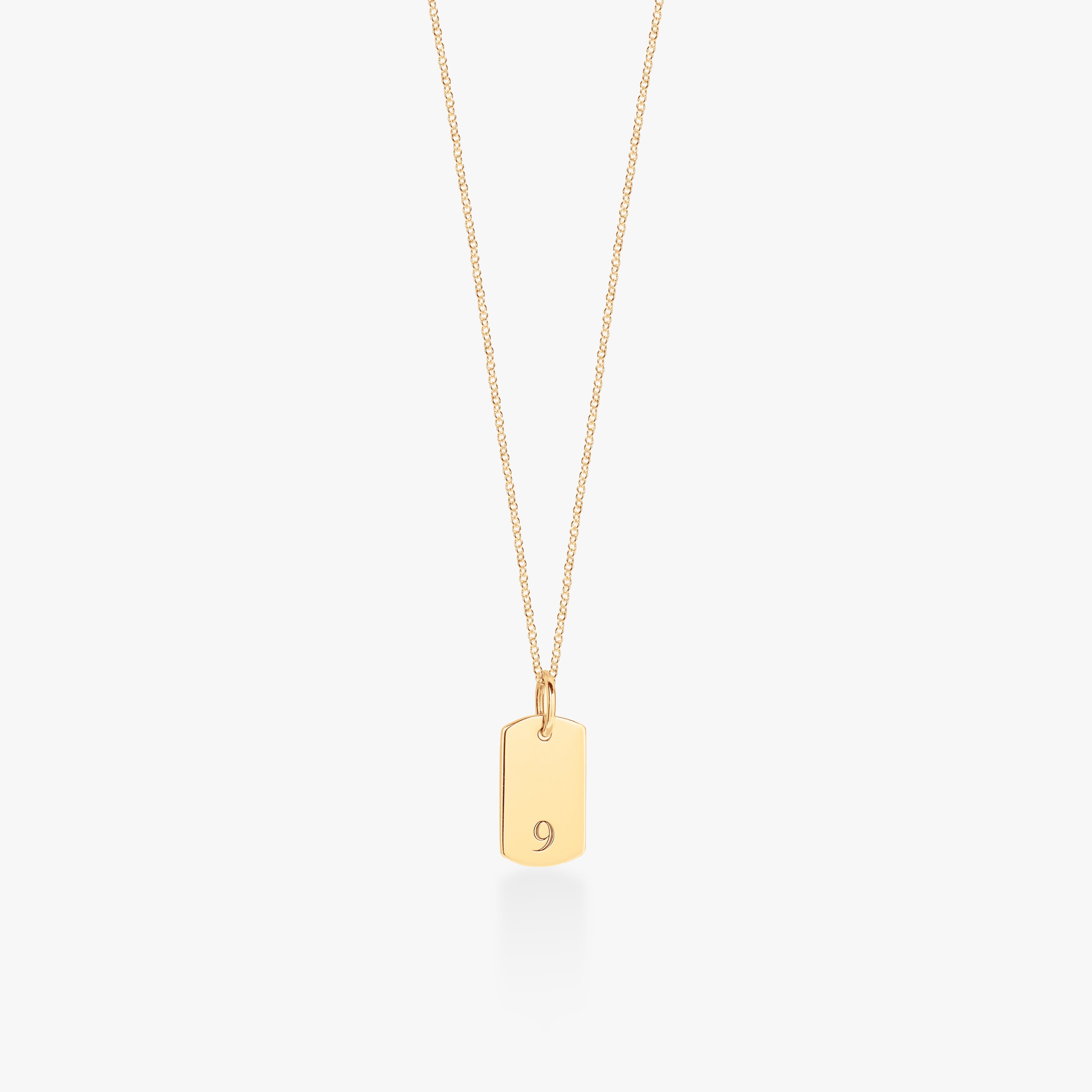Rounded Mini Dog Tag Number Necklace