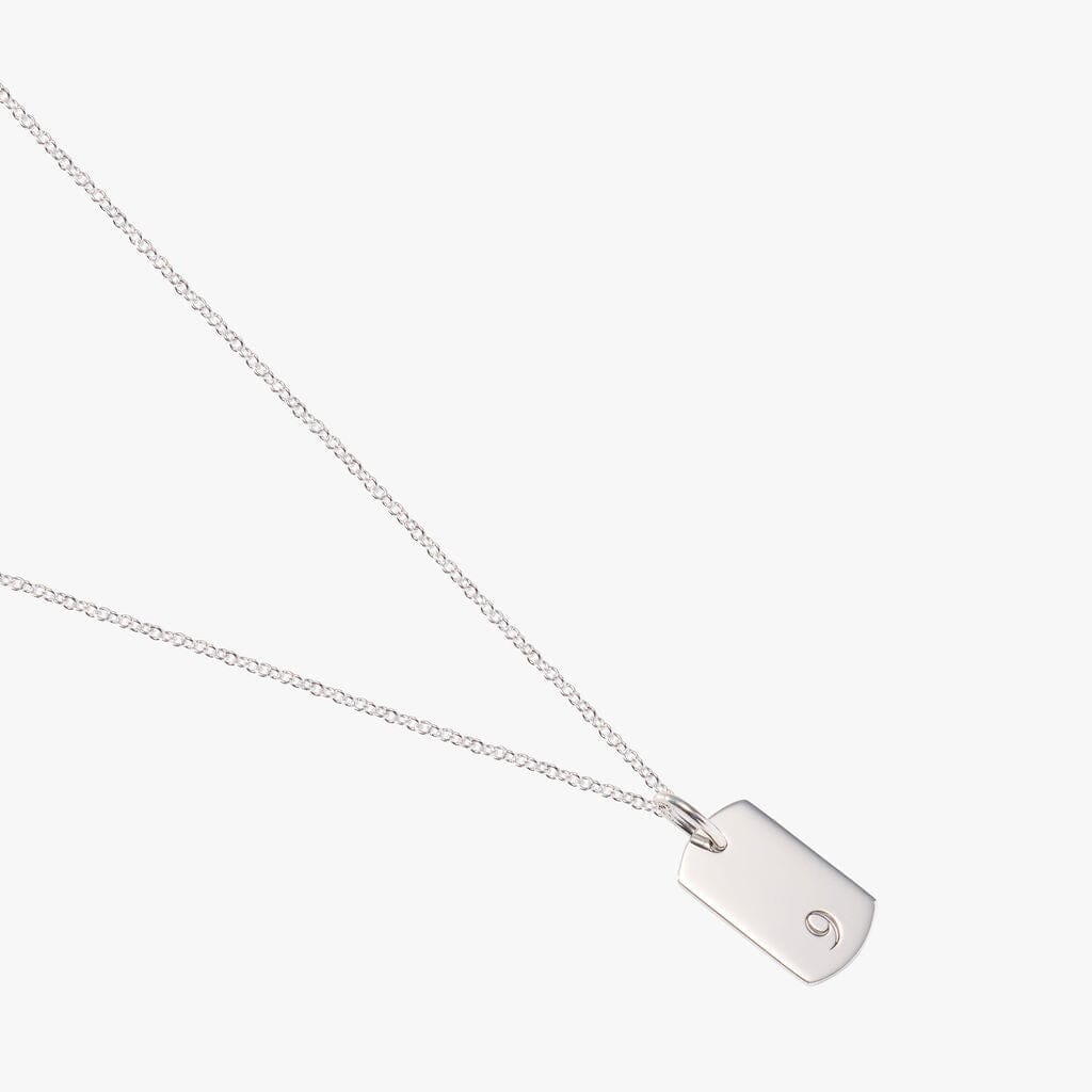 Rounded Mini Dog Tag Number Necklace