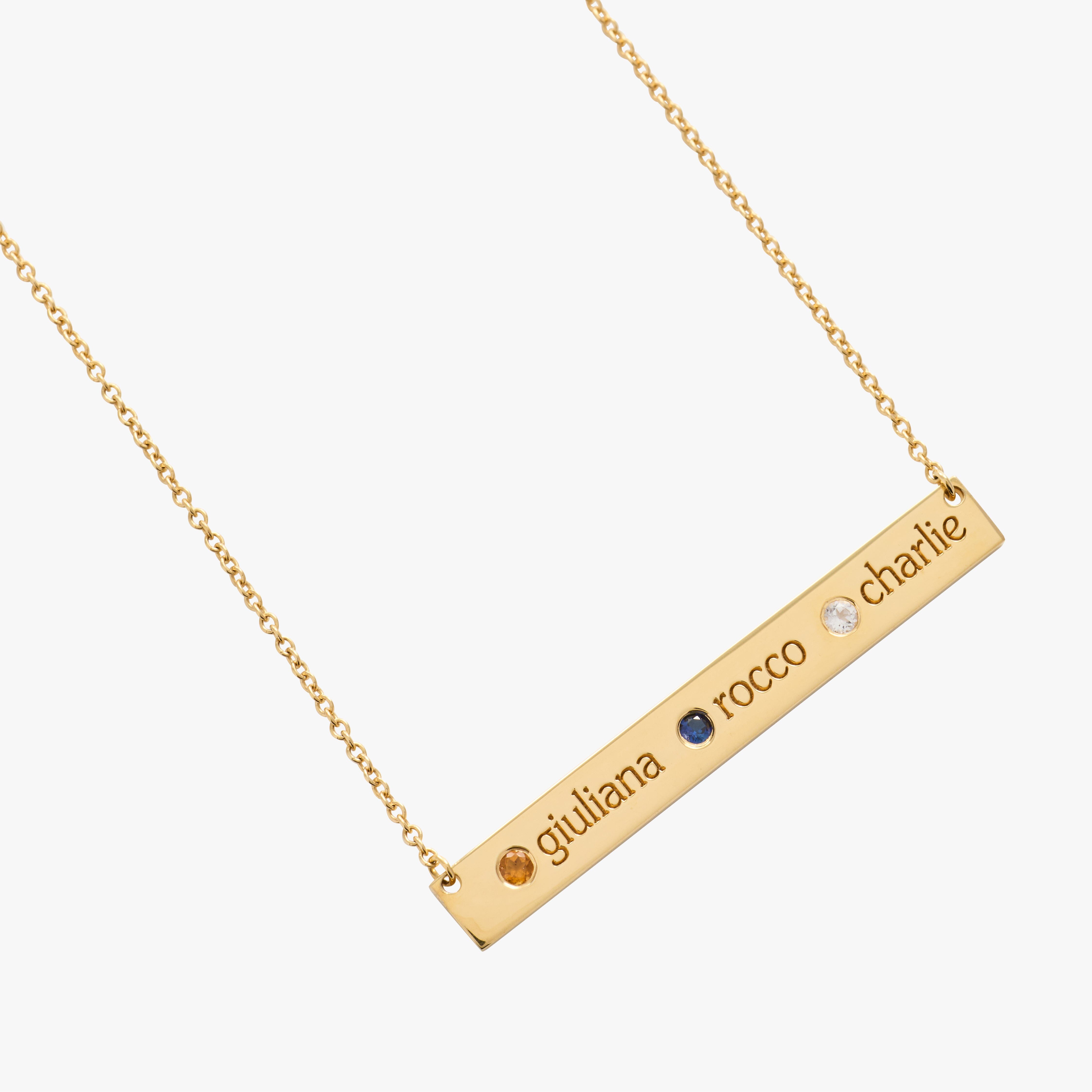 Skinny Bar Birthstone Necklace (1-3 Stones)