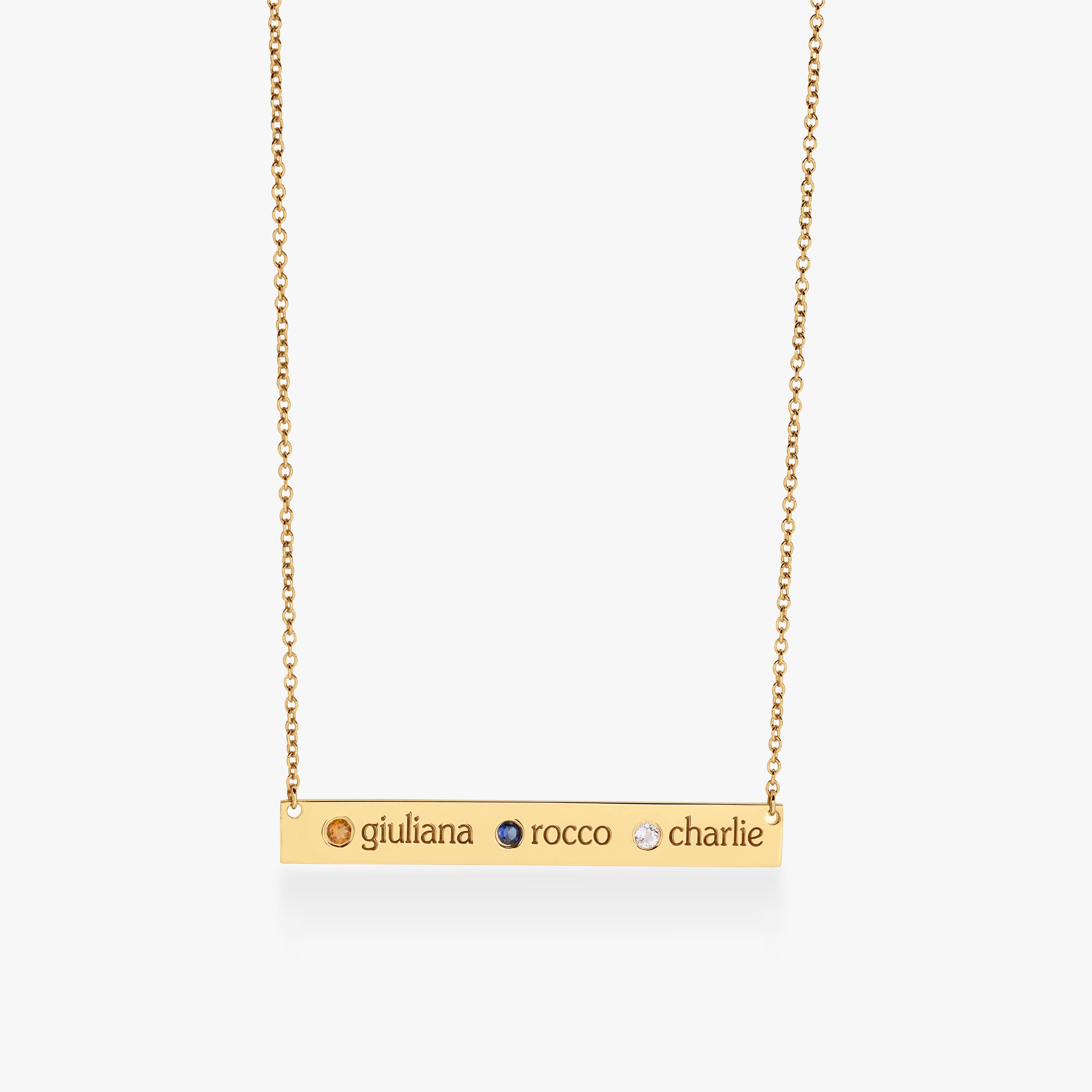 Skinny Bar Birthstone Necklace (1-3 Stones)