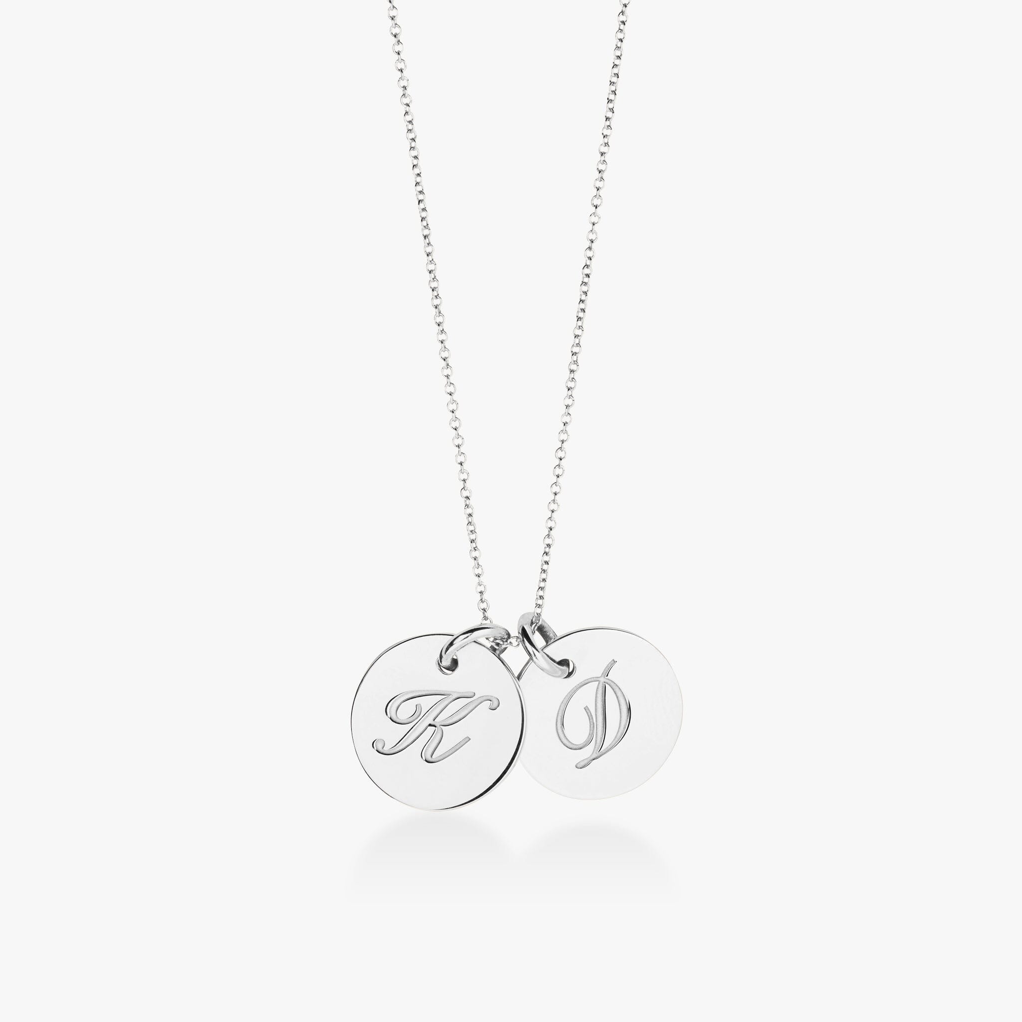 Script Initial Circle Necklace - 2 Tags
