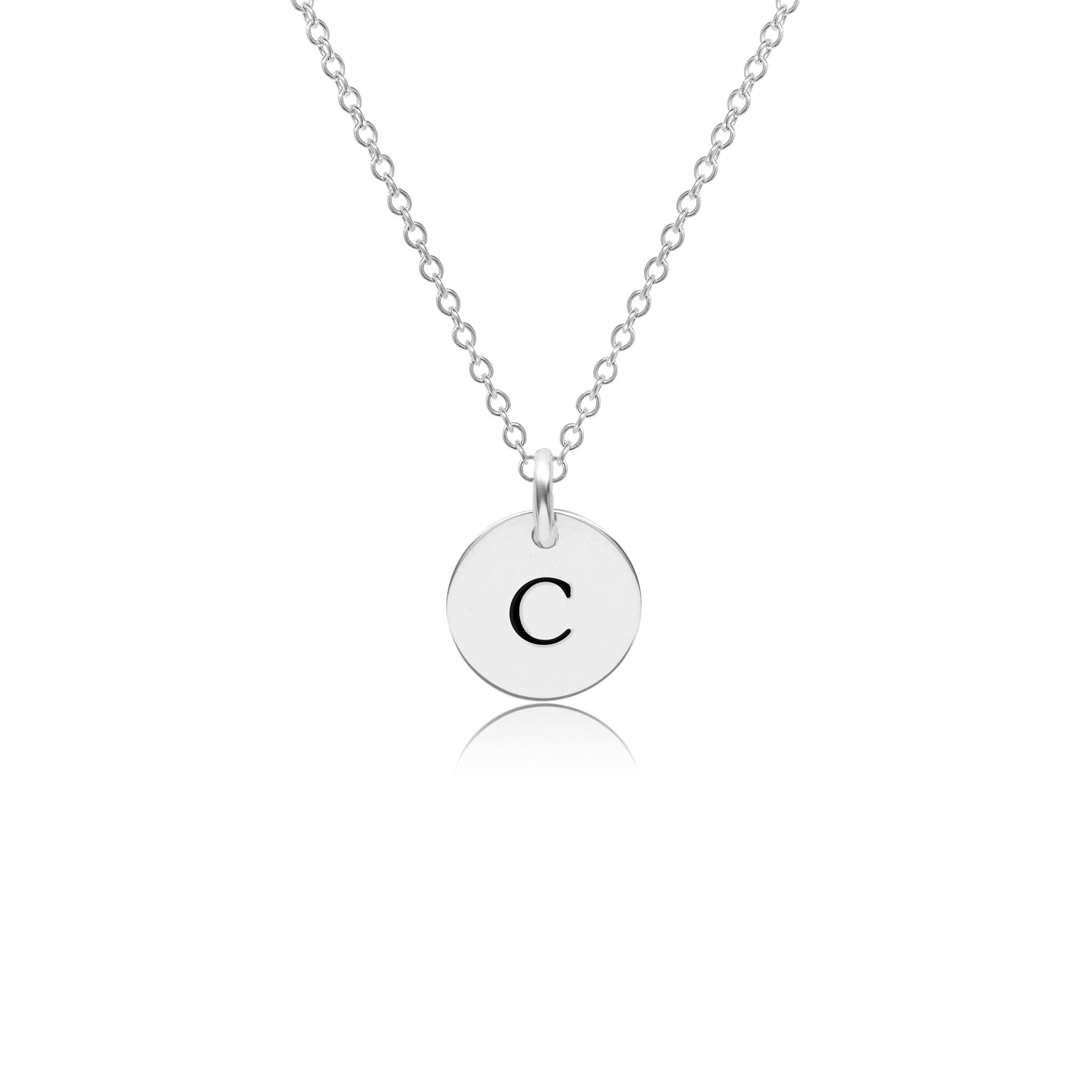 Mini Initial Circle Tag Necklace - Uppercase