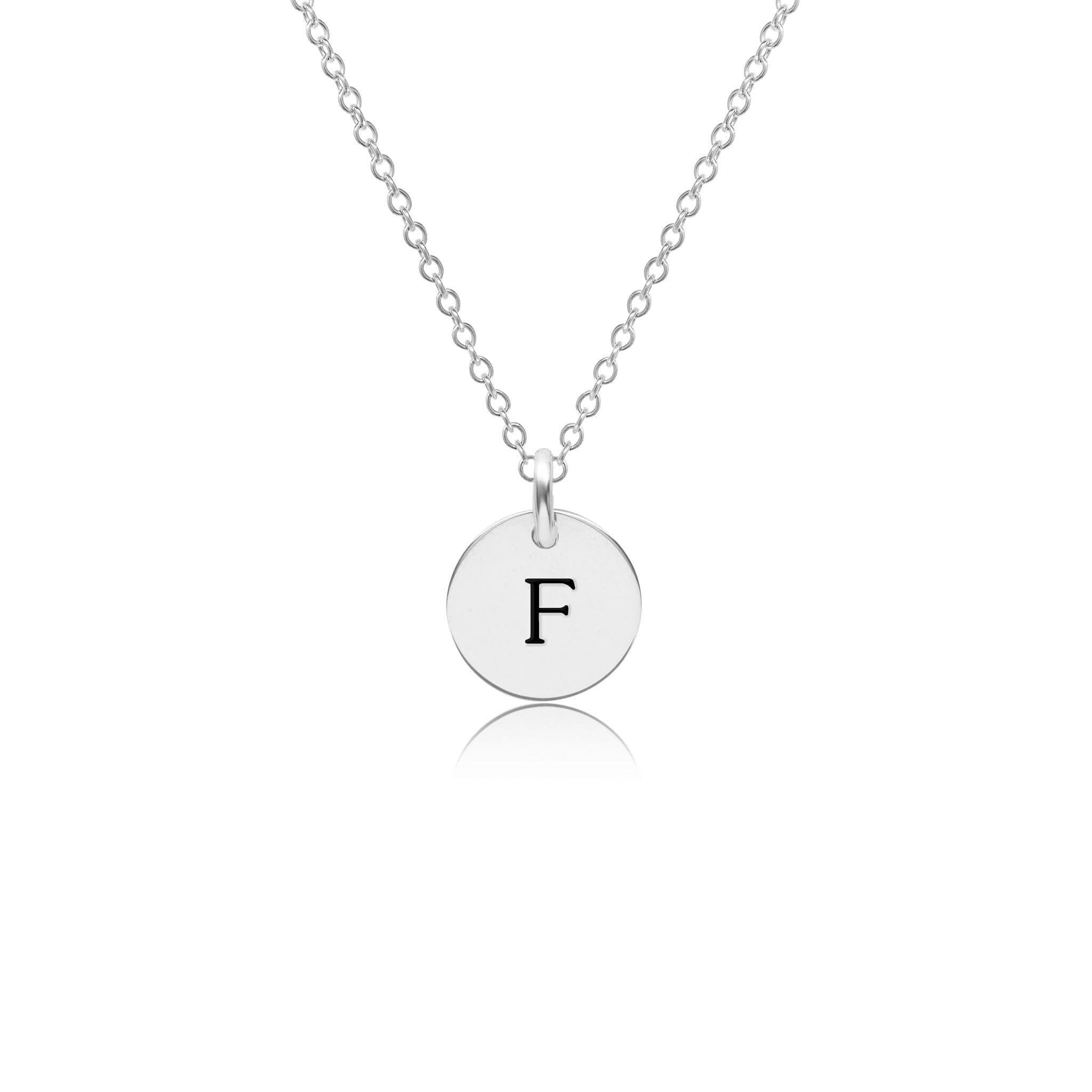 Mini Initial Circle Tag Necklace - Uppercase