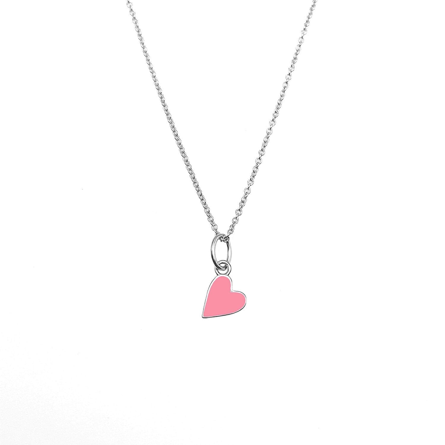 Flamingo Pink Enamel Heart Necklace by Lindsey Gurk