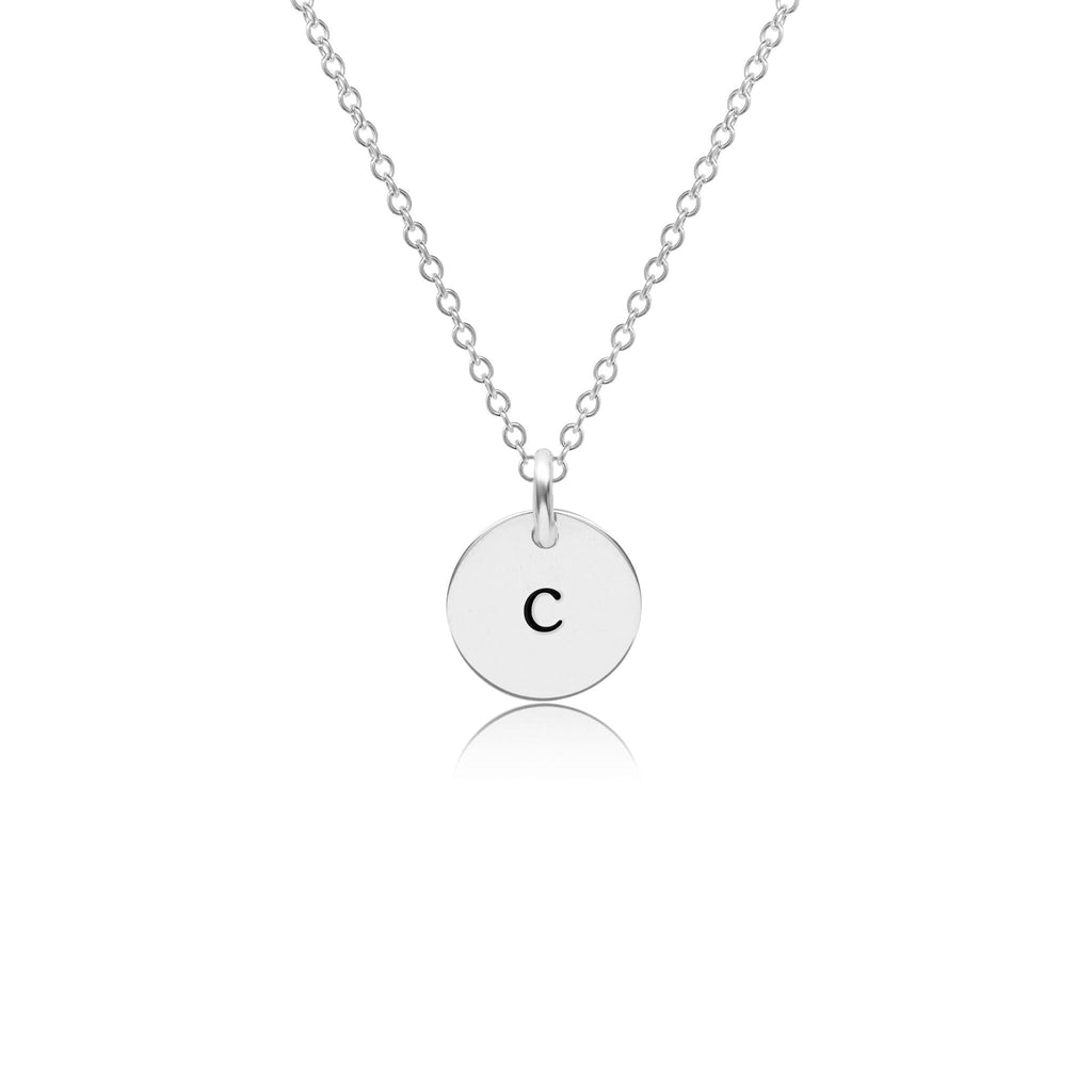 Sterling Silver Mini Initial Circle Necklace - Lowercase