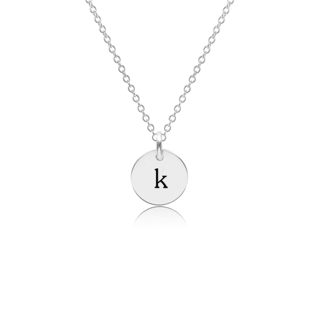 Sterling Silver Mini Initial Circle Necklace - Lowercase